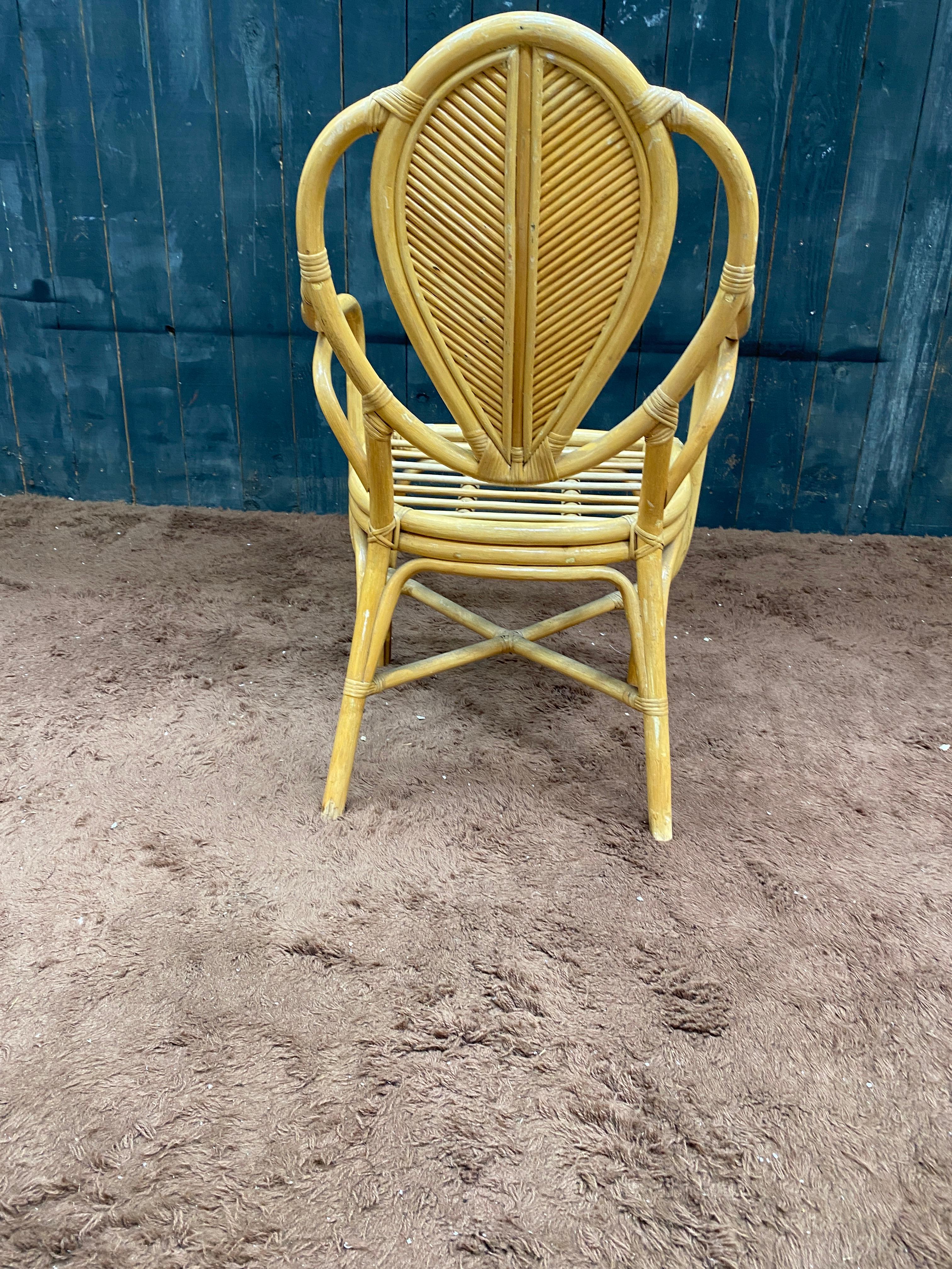 suite de 6 fauteuils en bambou circa 1970 en vente 9