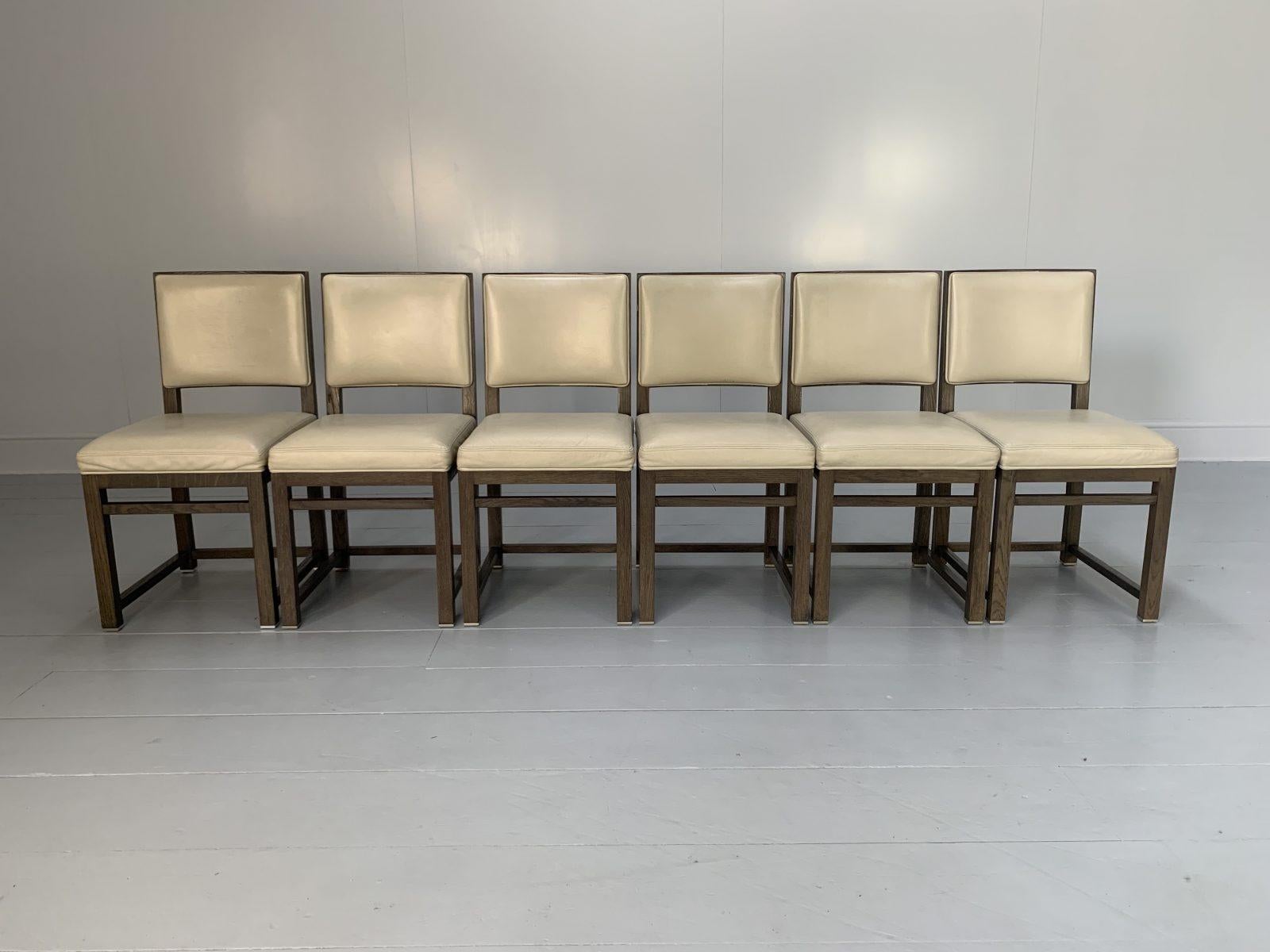 XXIe siècle et contemporain Suite de 6 chaises de salle à manger B&B Italia Maxalto Simplice en chêne et cuir en vente