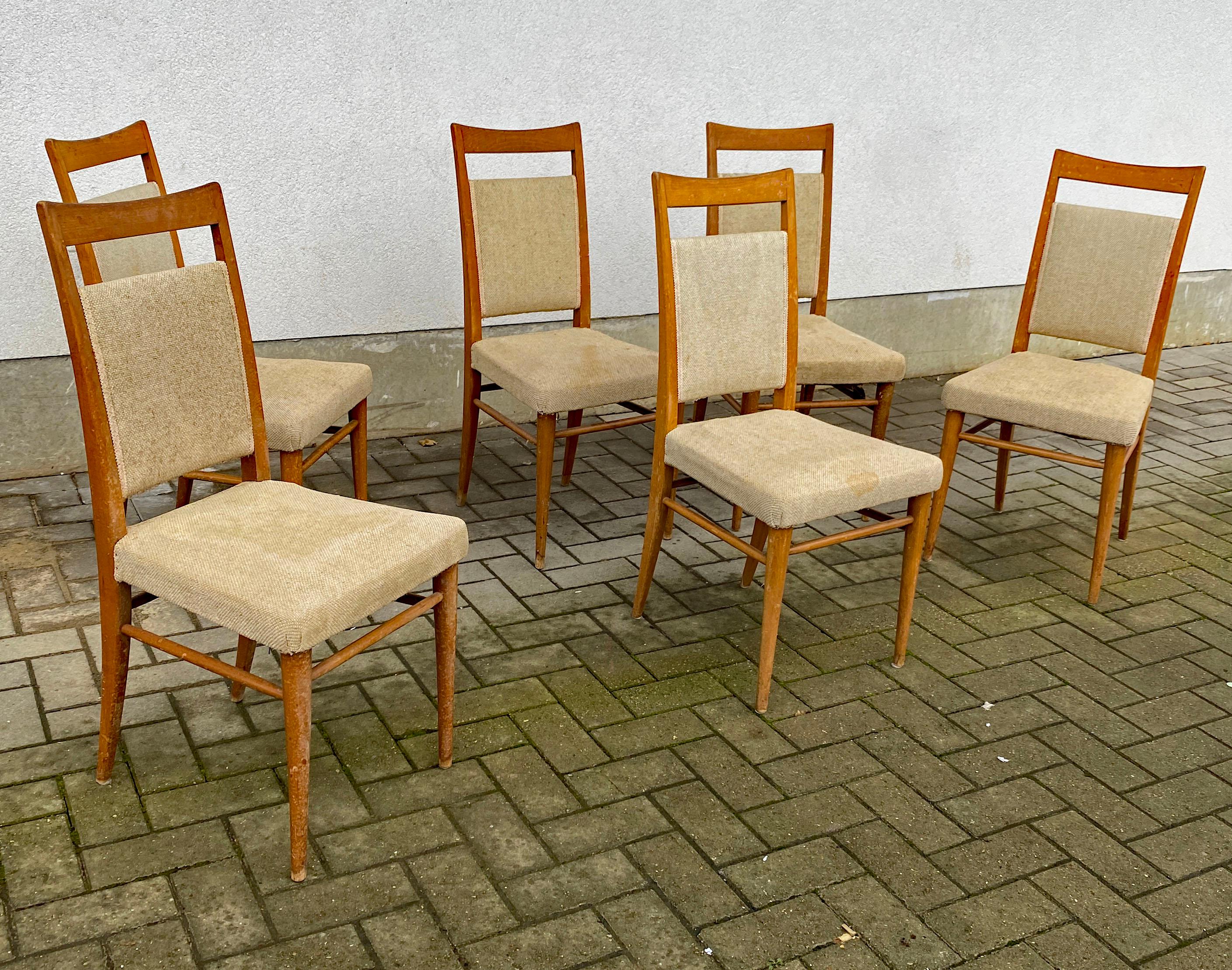 suite of 6 chairs circa 1950/1960
patina and fabric to be redone