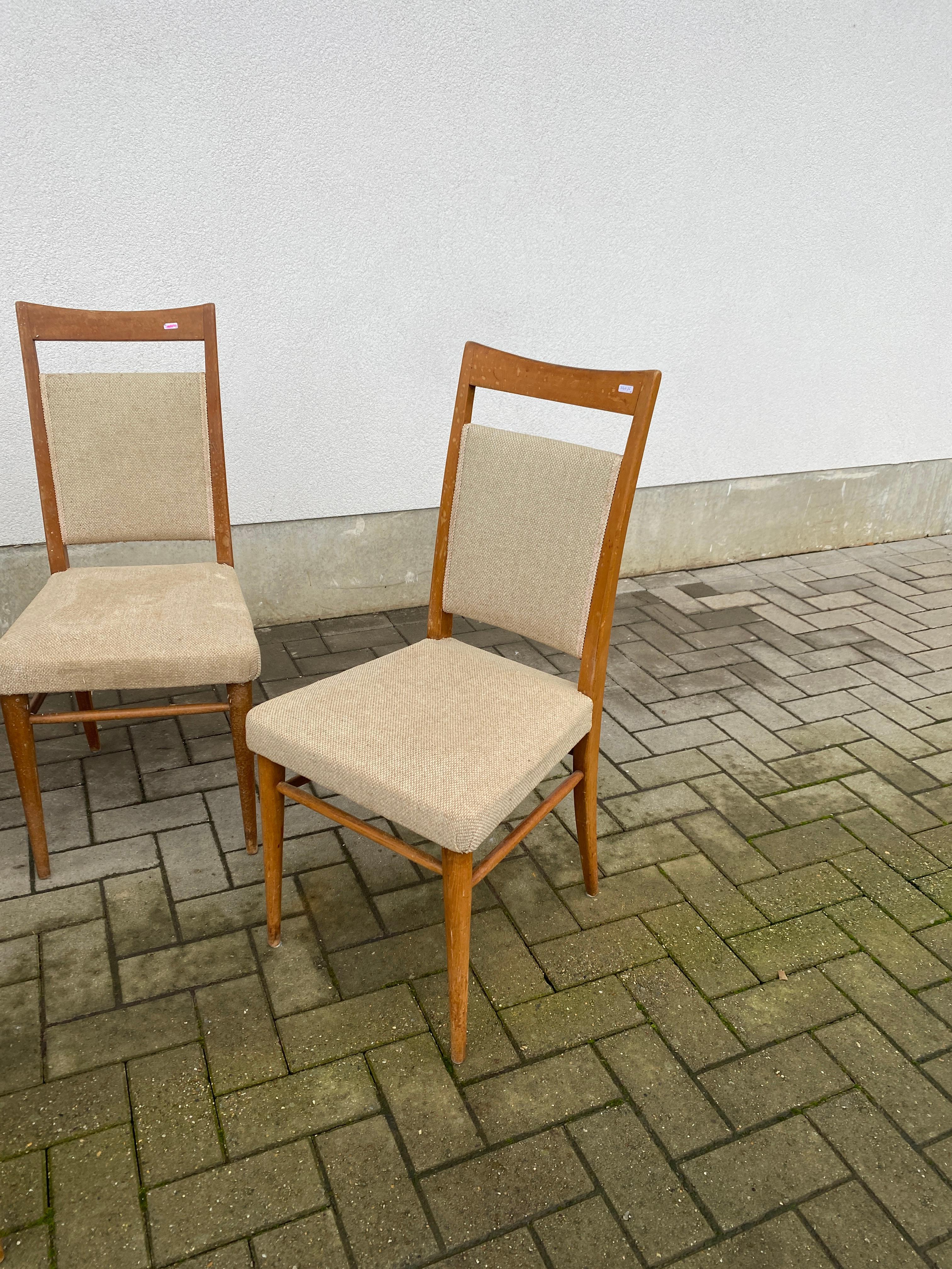 European suite of 6 chairs circa 1950/1960 patina and fabric to be redone For Sale