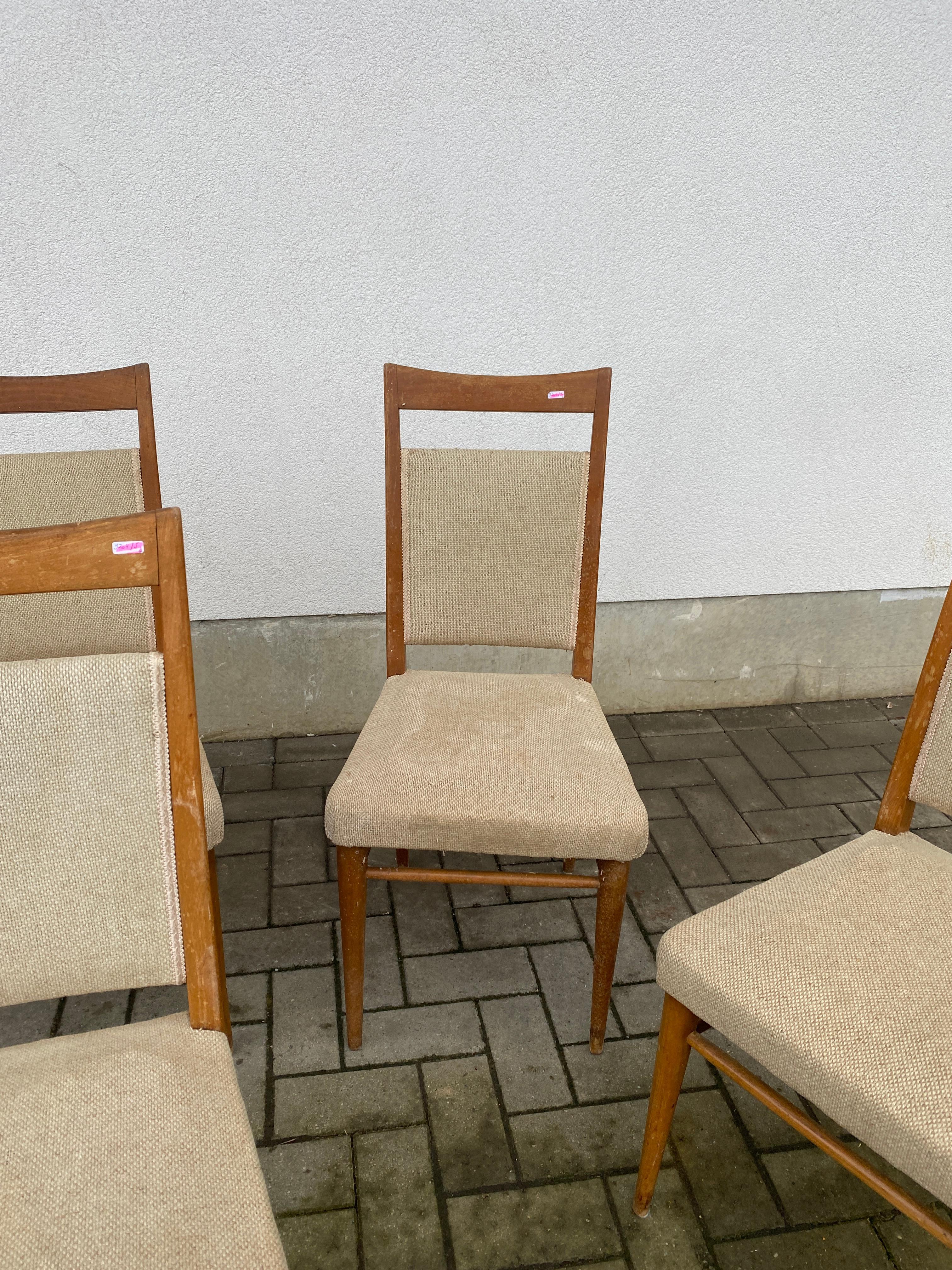 suite of 6 chairs circa 1950/1960 patina and fabric to be redone In Fair Condition For Sale In Saint-Ouen, FR