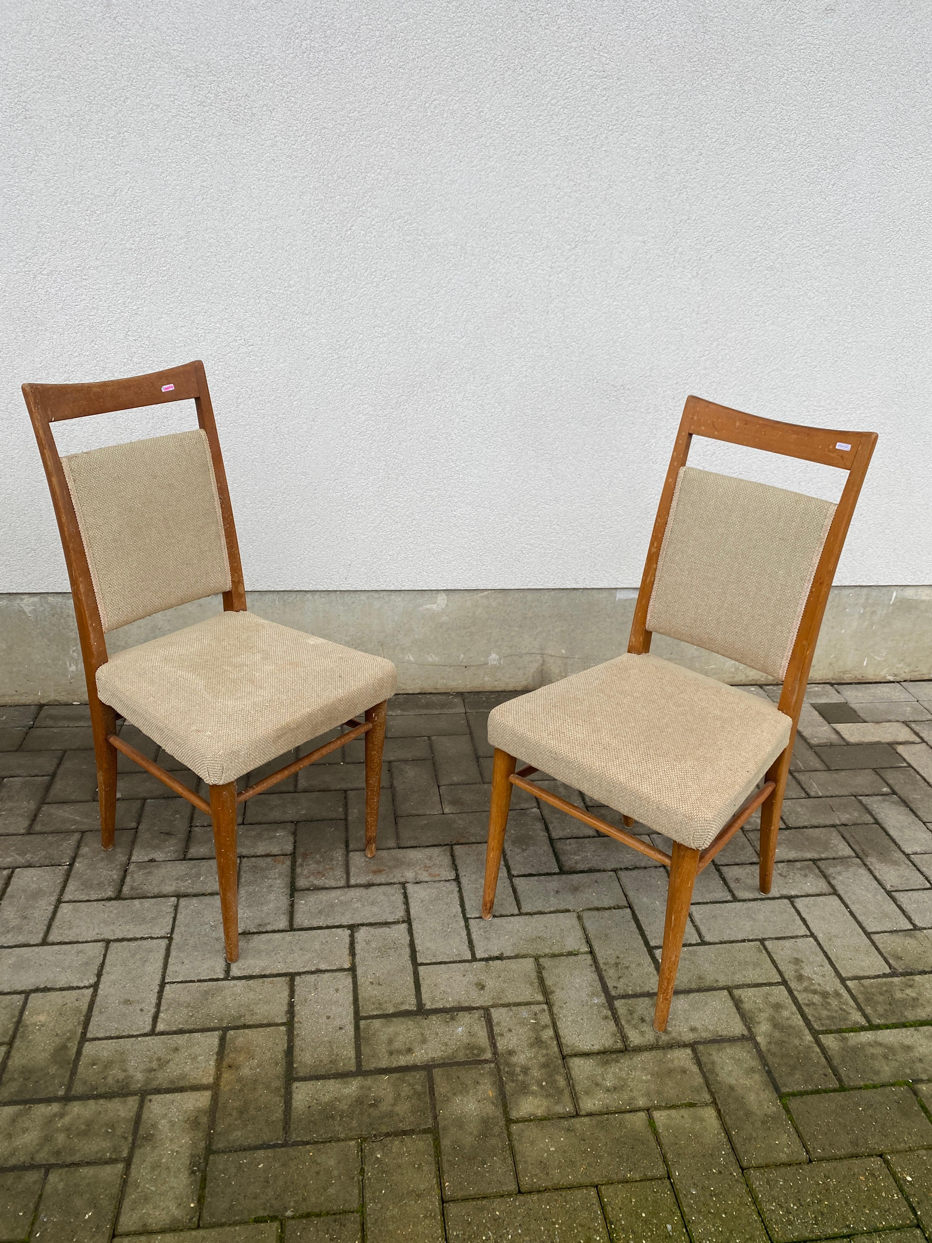Mid-20th Century suite of 6 chairs circa 1950/1960 patina and fabric to be redone For Sale