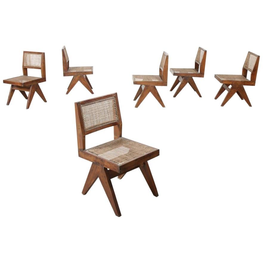Suite of 6 Chairs "Dining Chairs" by Pierre Jeanneret '1896-1967'