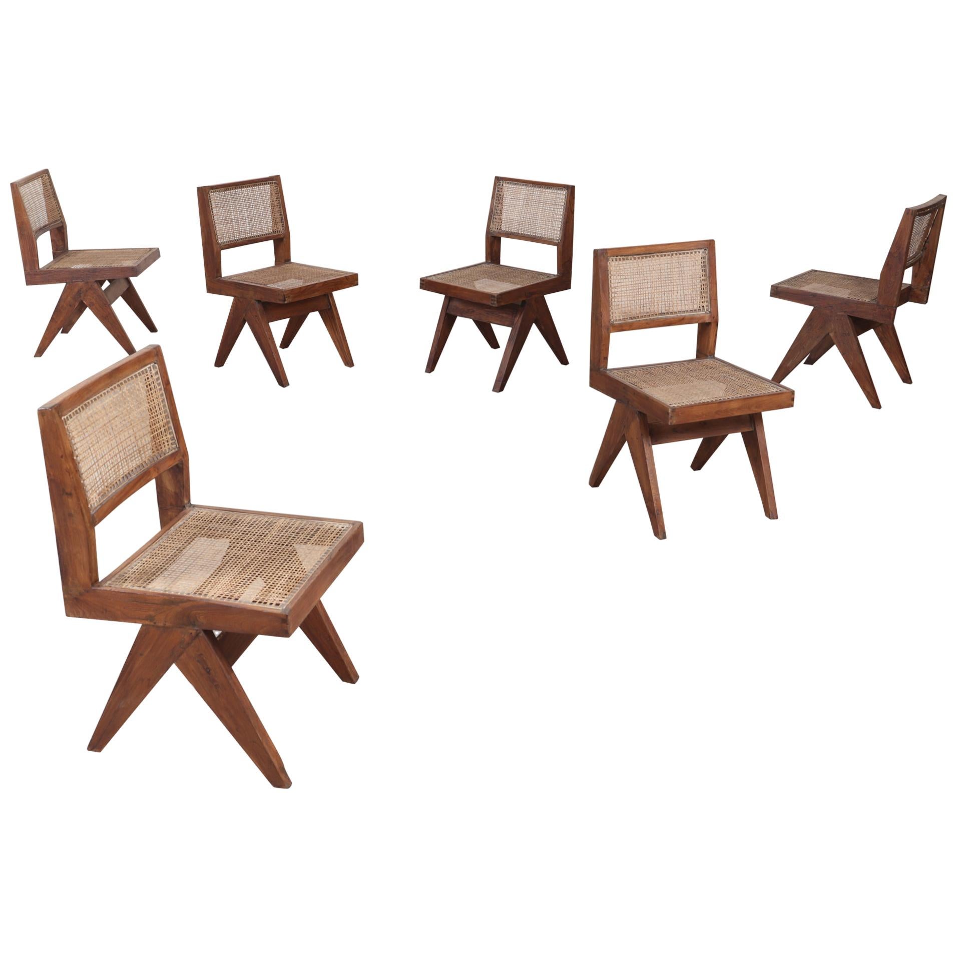Suite of 6 Chairs "Dining Chairs" by Pierre Jeanneret'