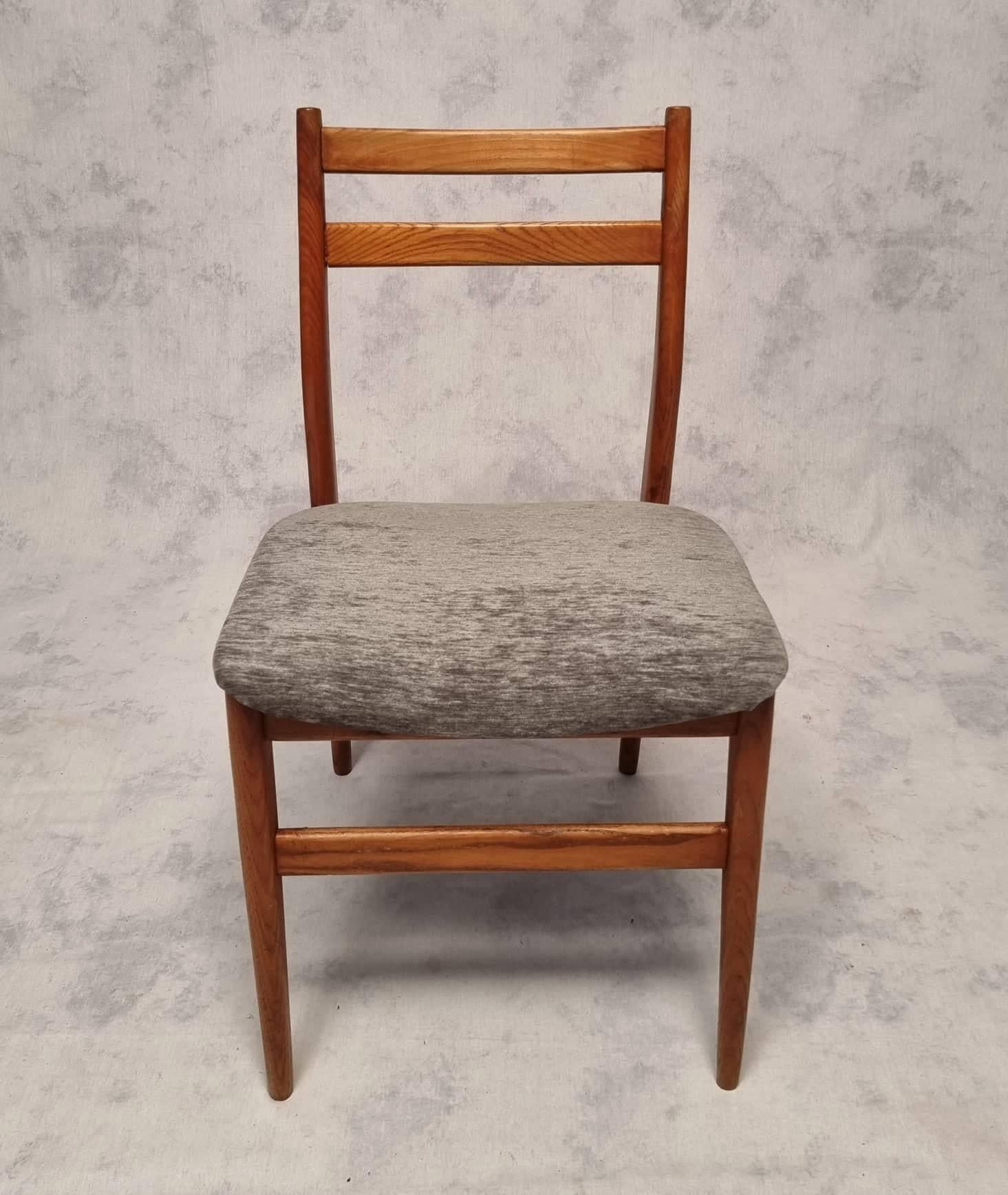 Mid-20th Century Suite Of 6 French Chairs, Elm, Ca 1960 For Sale