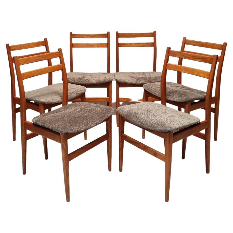 Suite Of 6 French Chairs, Elm, Ca 1960 For Sale