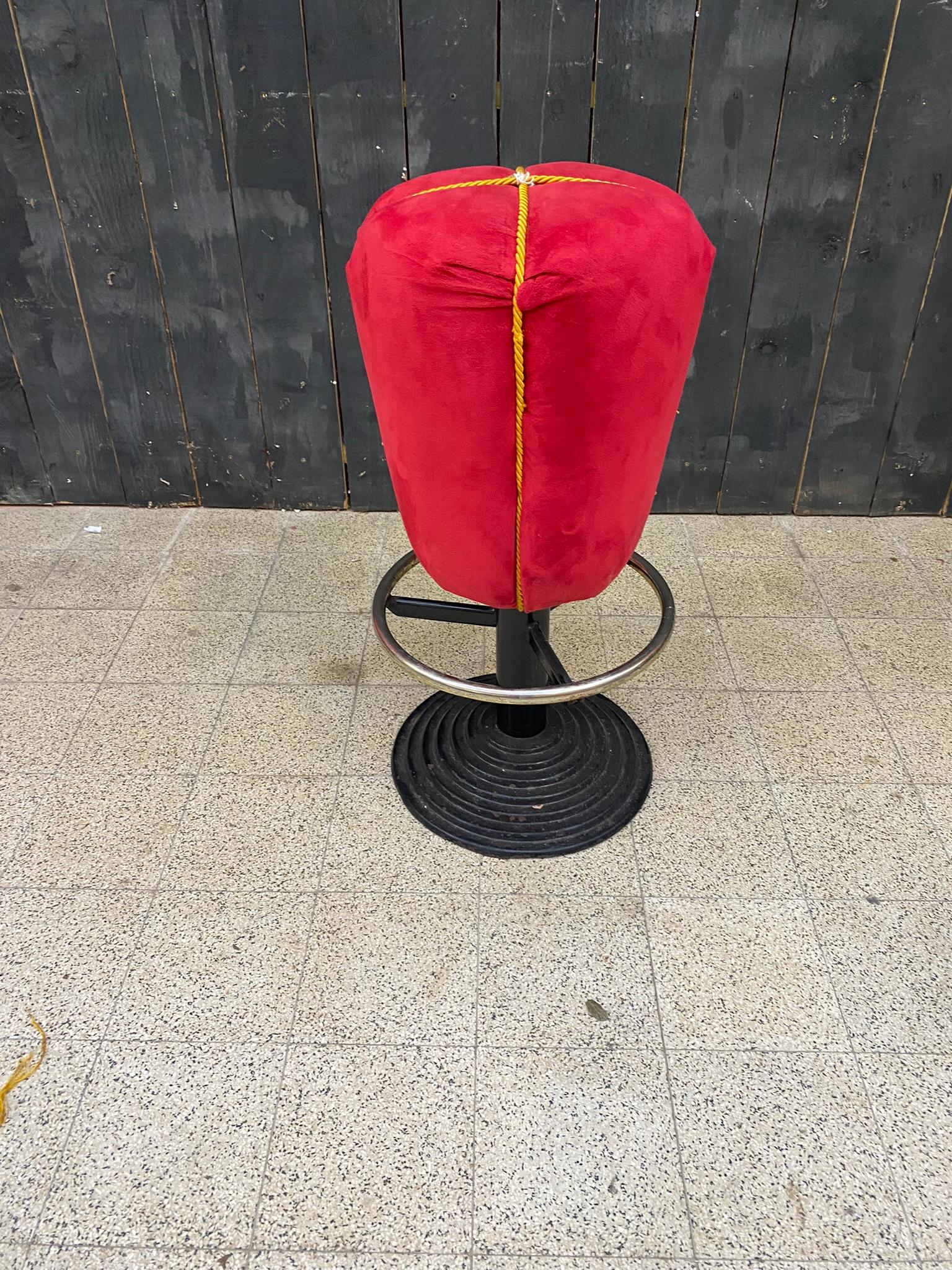 Suite of 6 Fun Stools, Cast Iron Base, Seat Covered in Velvet  For Sale 5