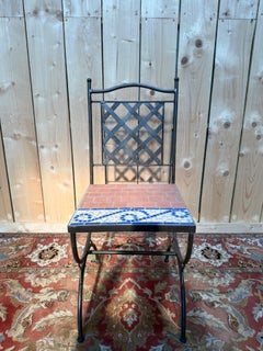 Suite of 6 garden chairs – 1980s Mediterranean style – Wrought iron and cemented