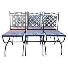 Suite of 6 garden chairs – 1980s Mediterranean style – Wrought iron and cemented