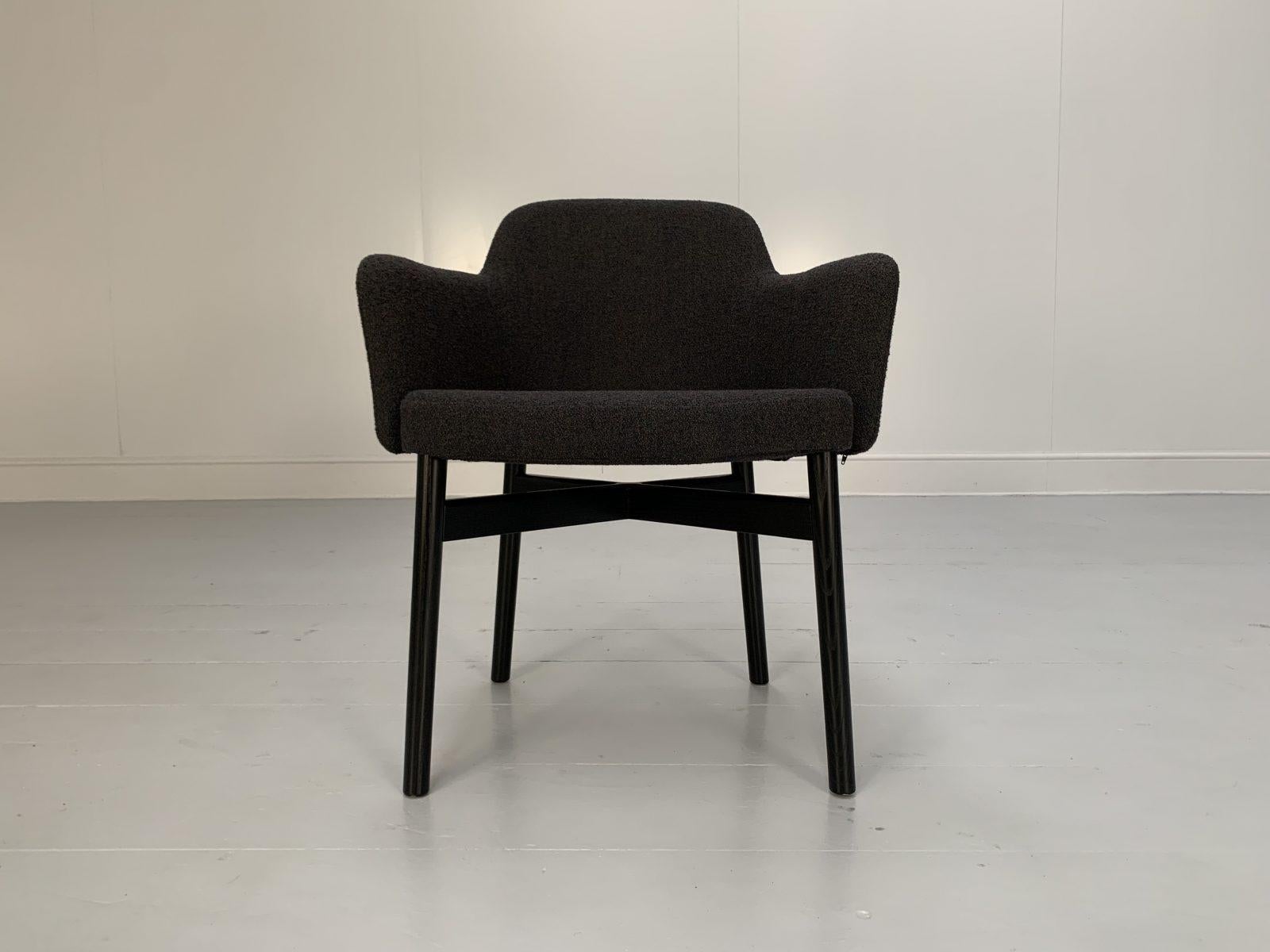 Contemporary Suite of 6 Knoll Studio “Krusin 016” Armchairs – In Dark Boucle Wool For Sale