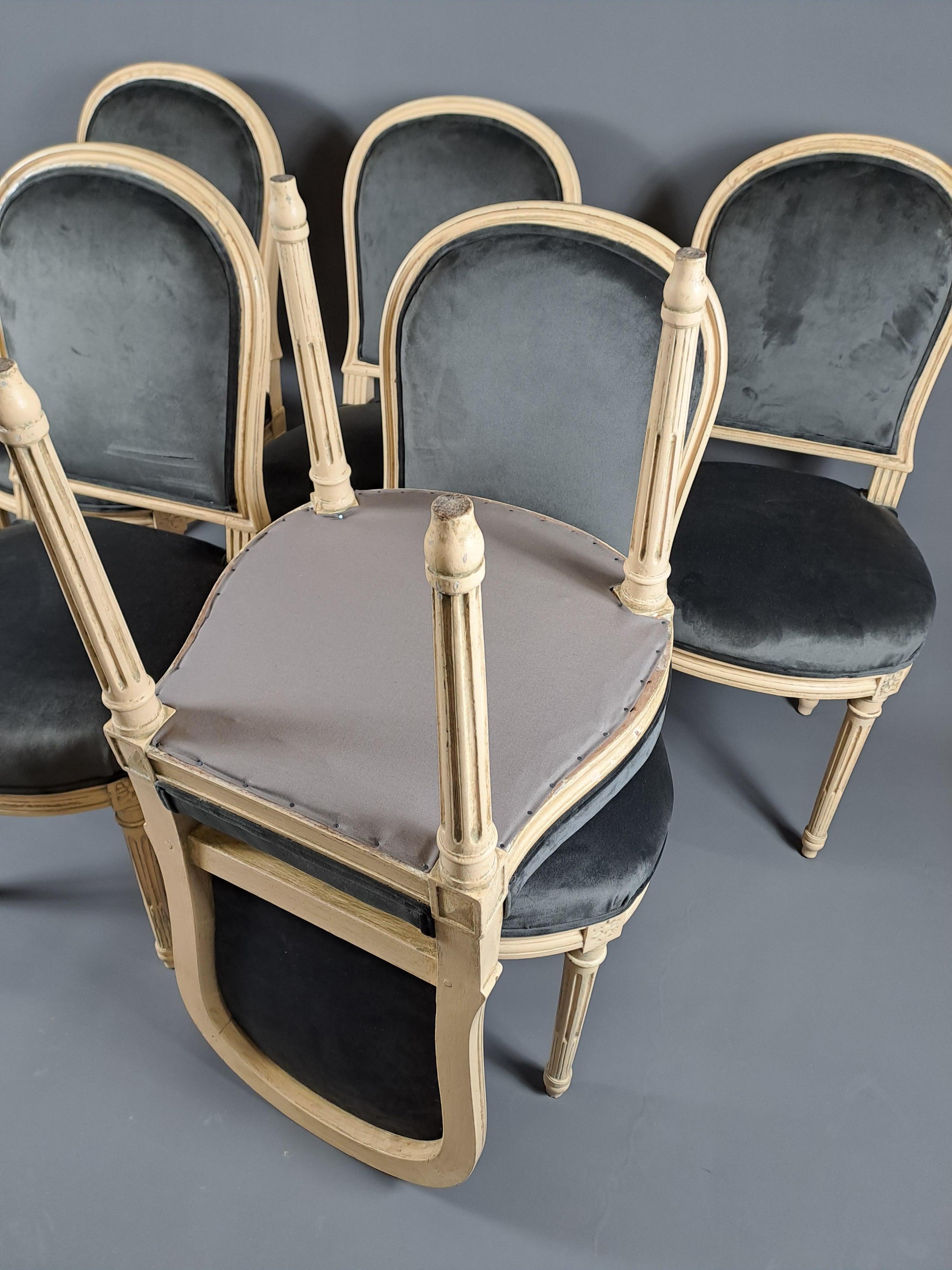 Suite Of 6 Louis XVI Style Chairs In Lacquered Wood After A Model By Jacob For Sale 6