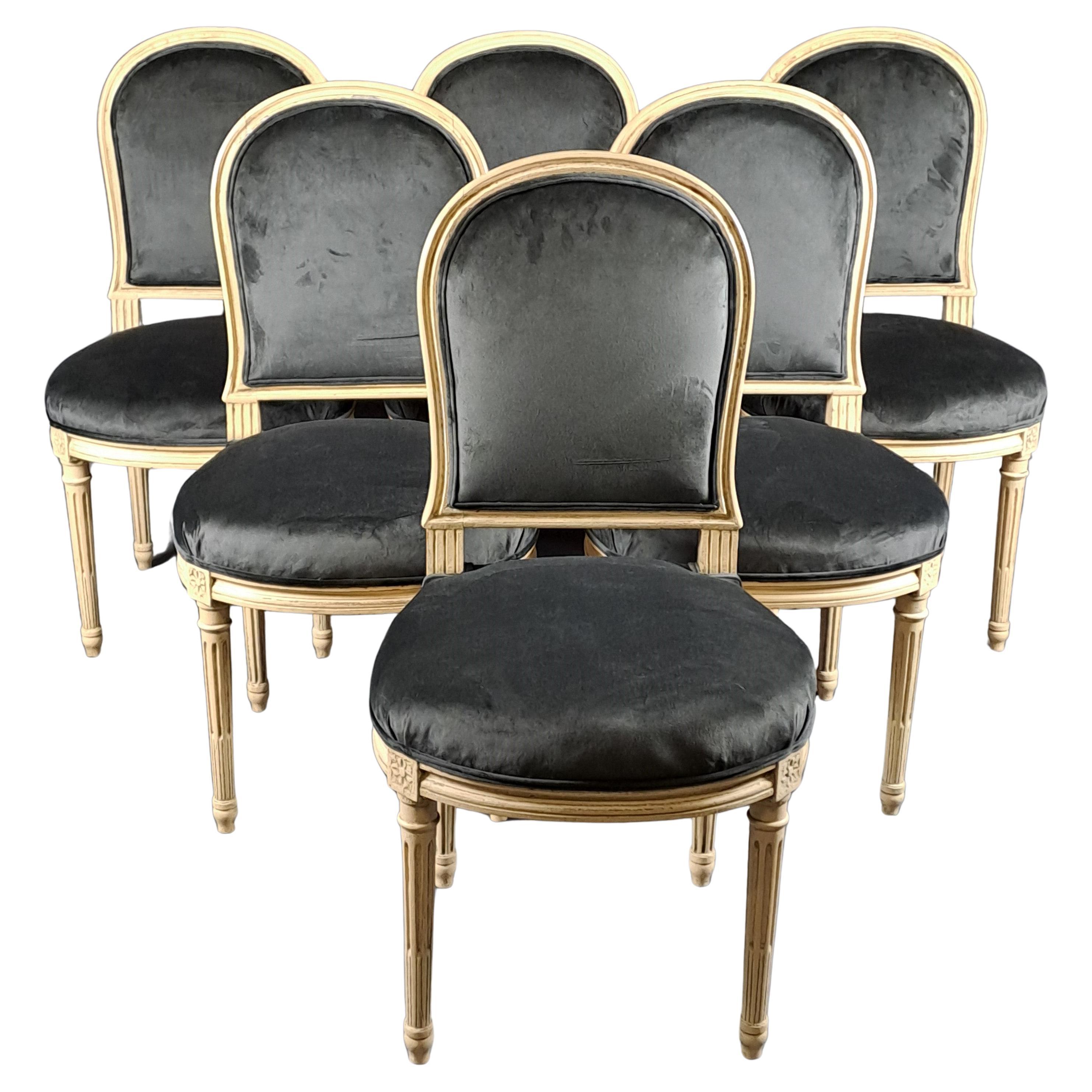 Suite Of 6 Louis XVI Style Chairs In Lacquered Wood After A Model By Jacob For Sale