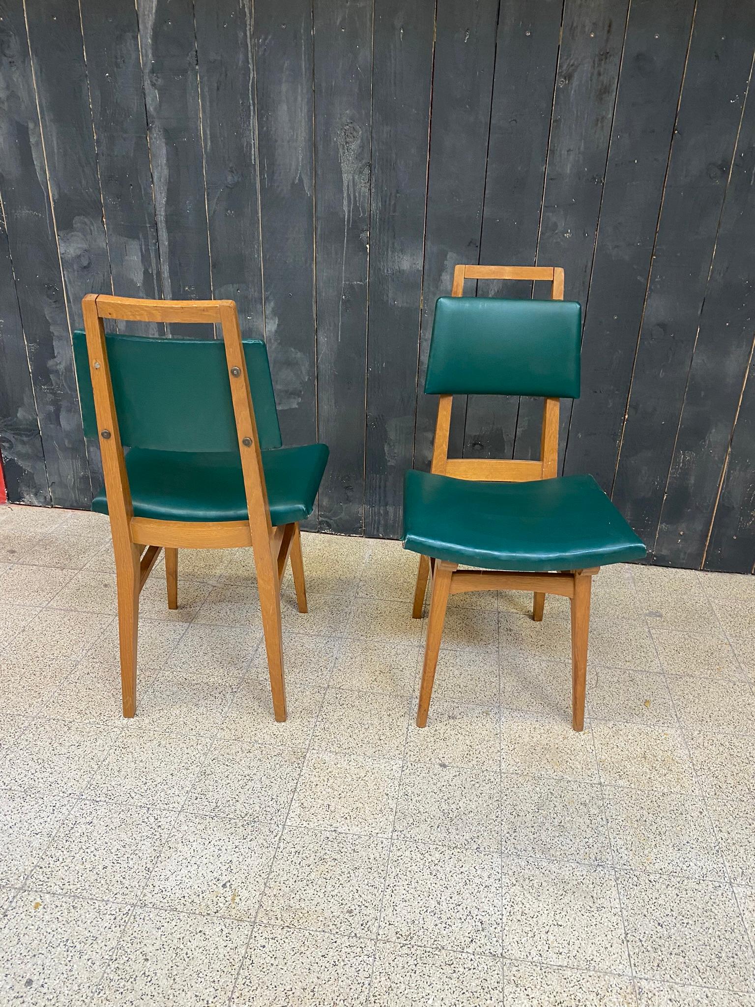 Suite of 6 Oak Chairs, circa 1950 For Sale 3