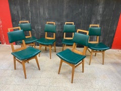 Suite of 6 Oak Chairs, France circa 1950/1960 "Reconstruction" Style
