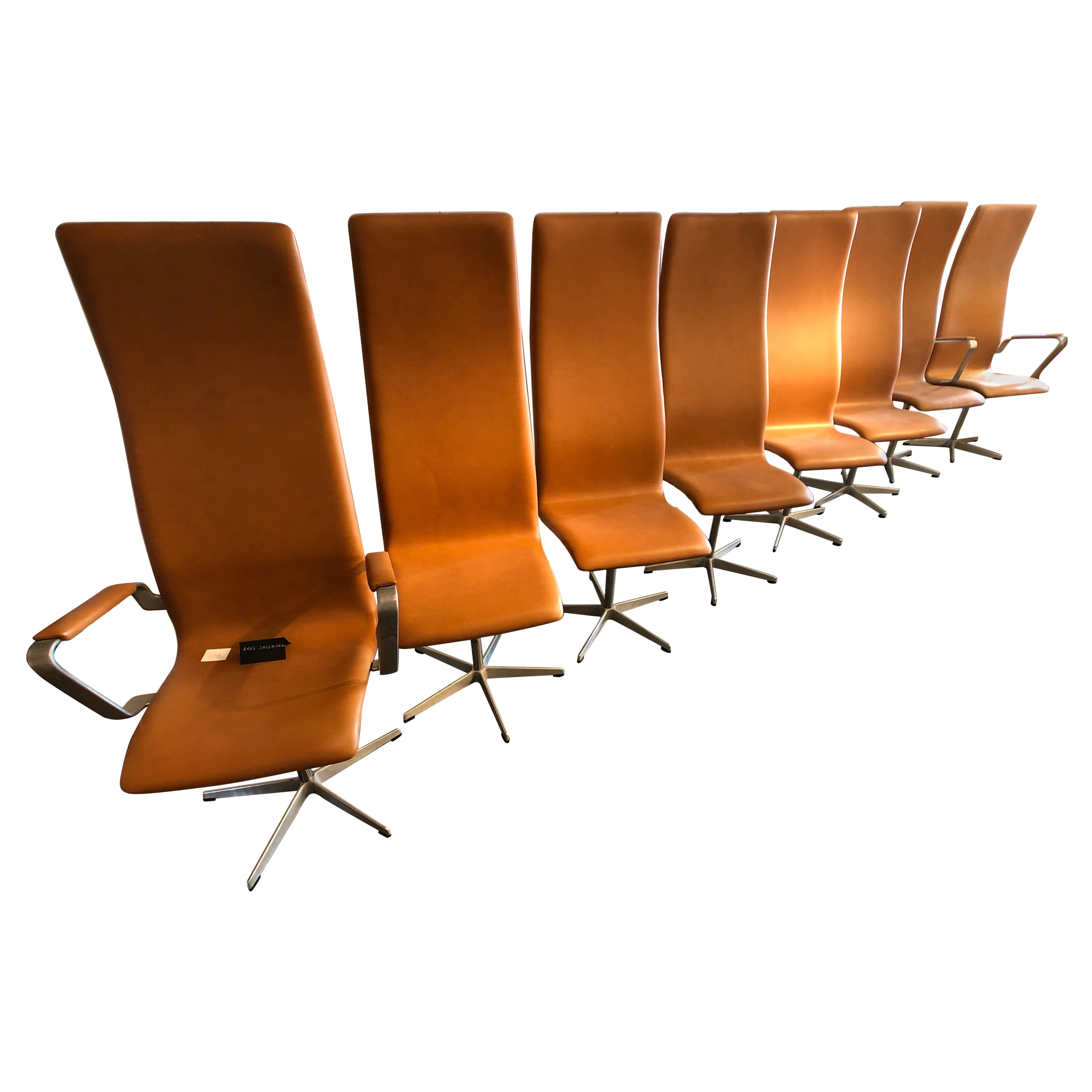 Suite of 6 Oxford’s Chairs and 2 Armchairs by Arne Jacobsen