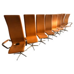 Suite di 6 sedie e 2 poltrone Oxford di Arne Jacobsen