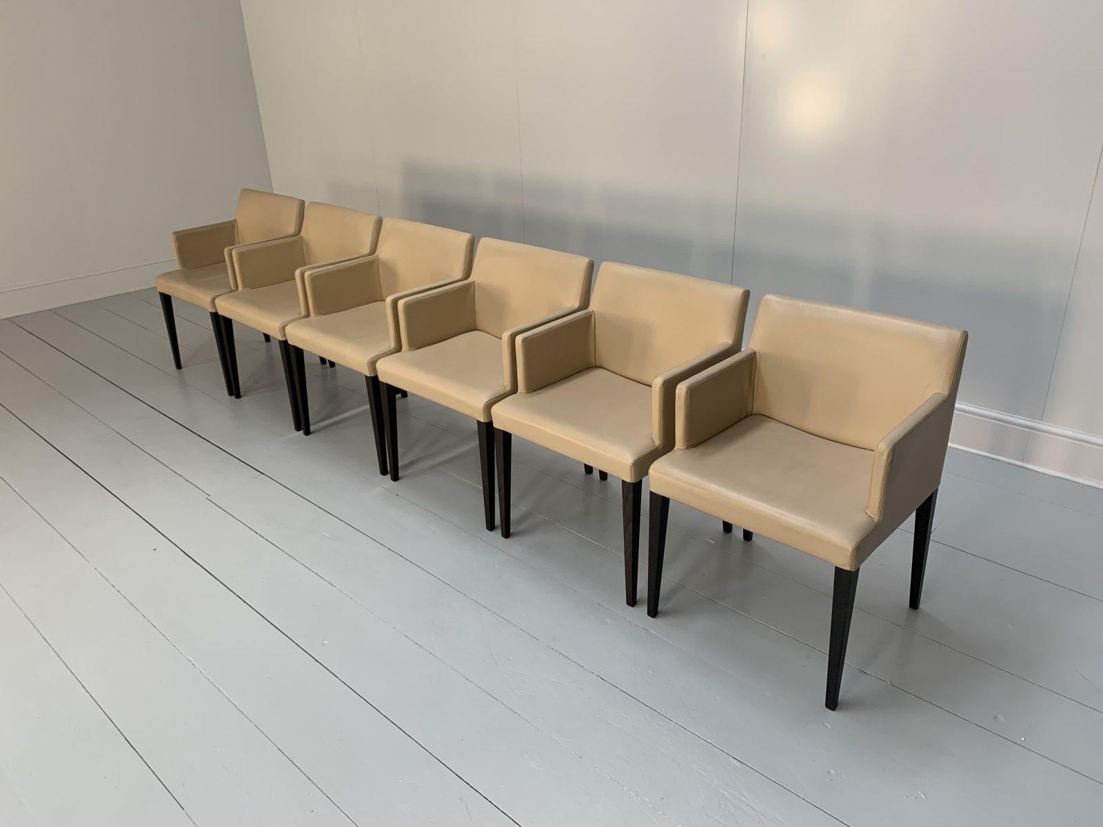 Suite of 6 Poltrona Frau “Liz B” Dining Chairs – In Brown “Pelle Frau” Leather 1