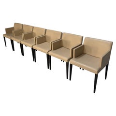 Suite of 6 Poltrona Frau “Liz B” Dining Chairs – In Brown “Pelle Frau” Leather