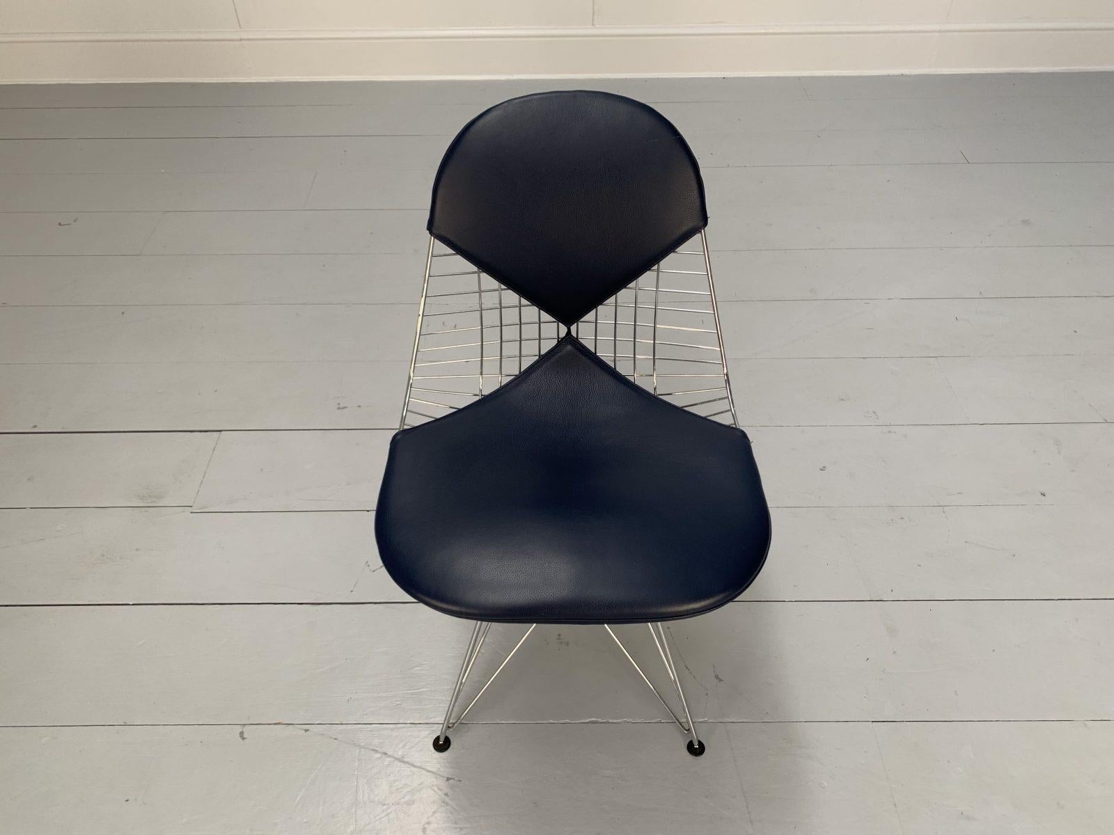 Ensemble de 6 chaises Bikini Vitra Eames DKR-2 en cuir bleu marine haut de gamme 6