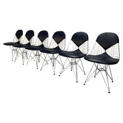 Used Suite of 6 Vitra “Eames DKR-2 Bikini” Chairs in Navy Blue Premium Leather