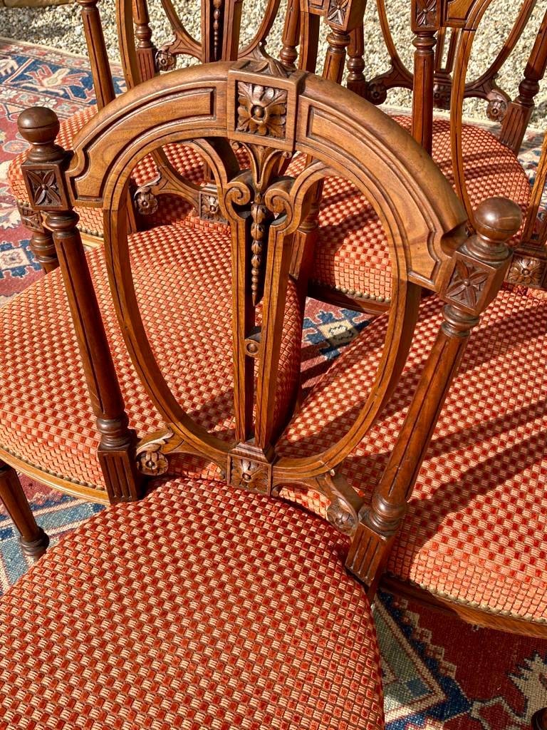 Suite of 6 Walnut Chairs, Louis XVI Style, 19th Century For Sale 1