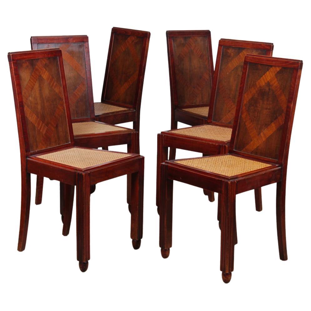 Conjunto de 6 sillas de madera de los años 30-40 en venta