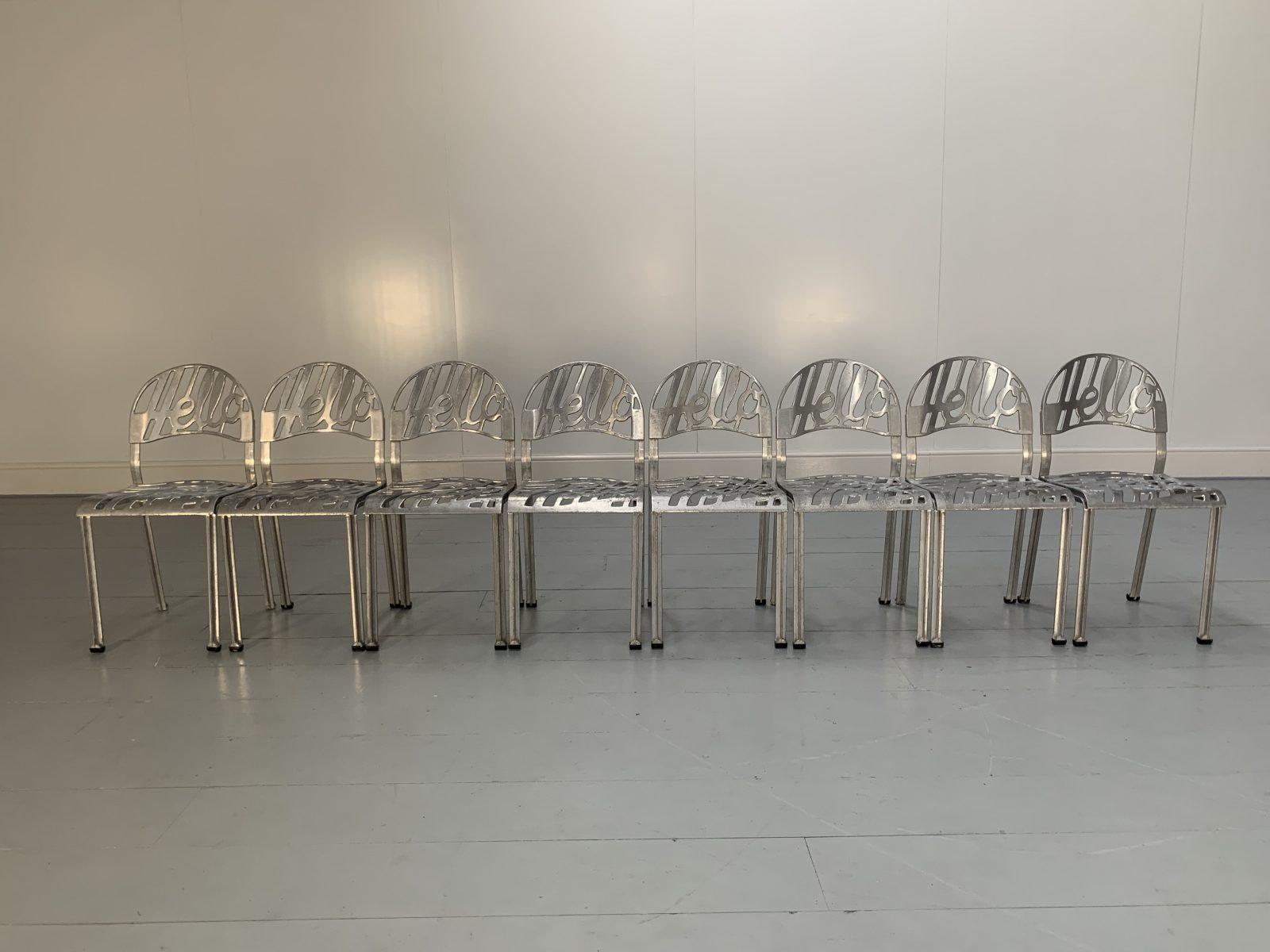 Contemporary Suite of 8 Artifort “Hello There” Dining Outdoor Chairs in Aluminium For Sale