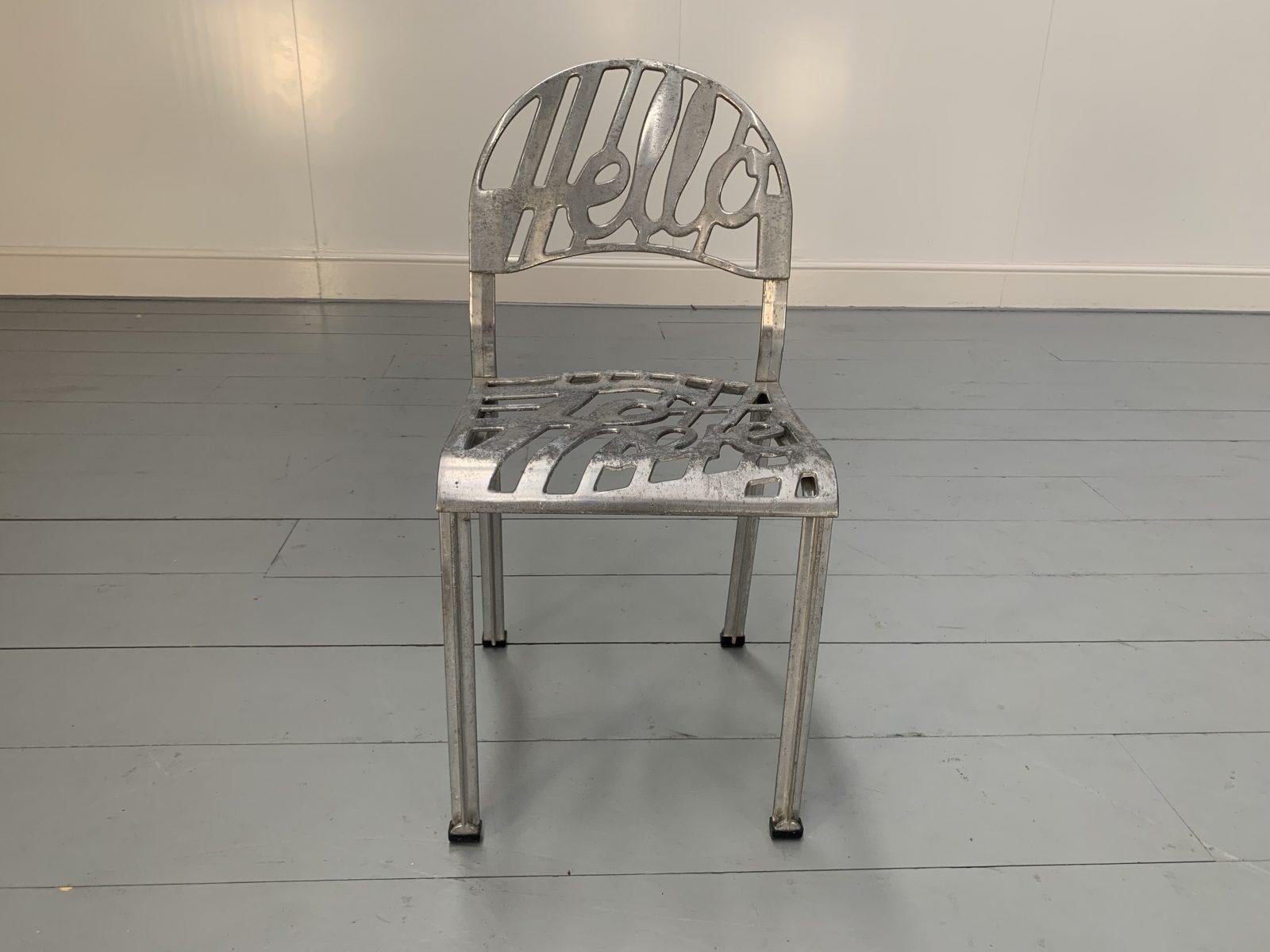 Suite of 8 Artifort “Hello There” Dining Outdoor Chairs in Aluminium For Sale 1