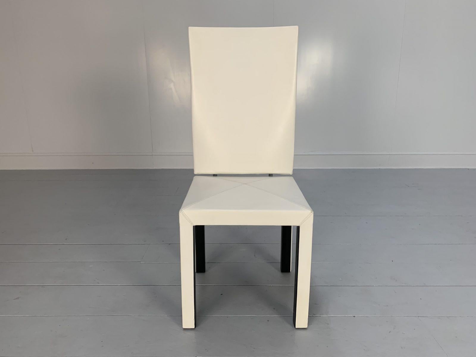 Suite of 8 B&B Italia “Arcadia” Dining Chairs in White “Gamma” Leather For Sale 4