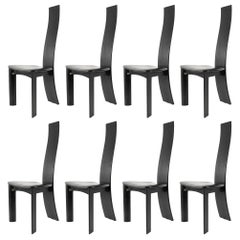 Suite de 8 chaises Bob Van Den Berghe en chêne laqué noir