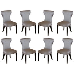 Vintage Suite of 8 Curved Back Coach House Chairs Ltd Dining Chairs Chesterfield Button