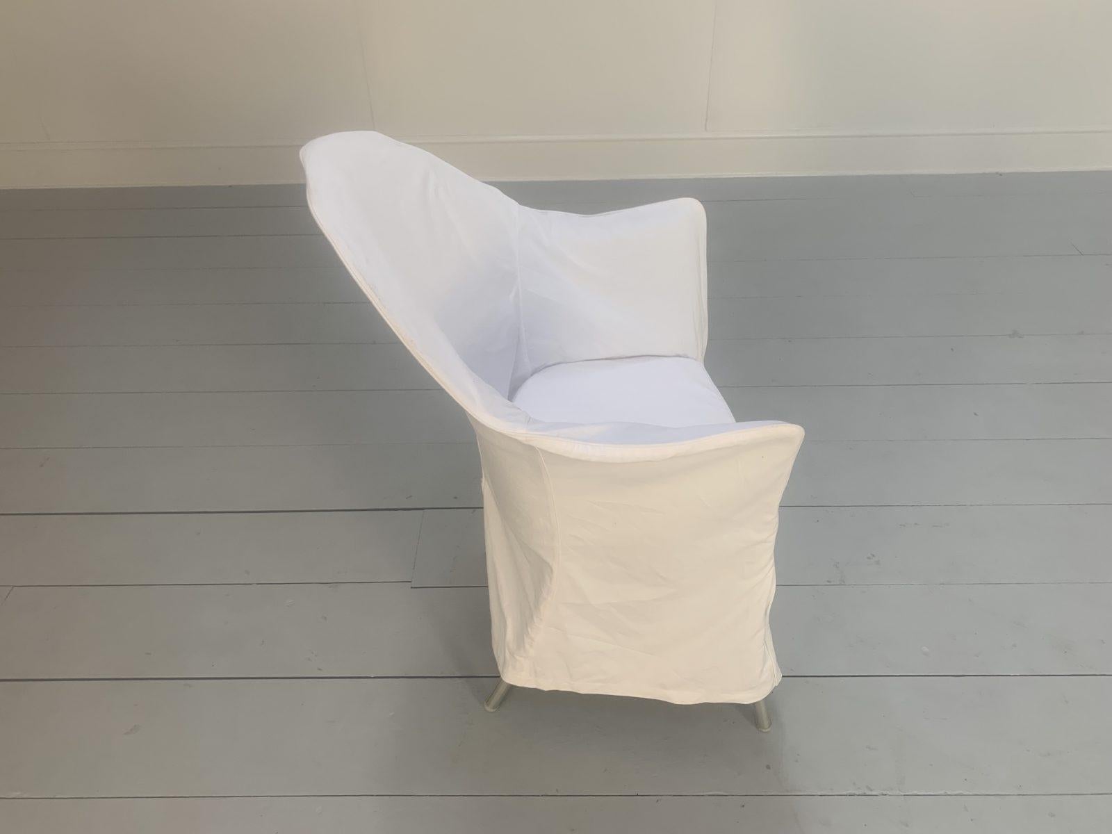 Suite of 8 Driade “Lord Yo” Outdoor Dining Chairs with White Cotton Covers For Sale 8