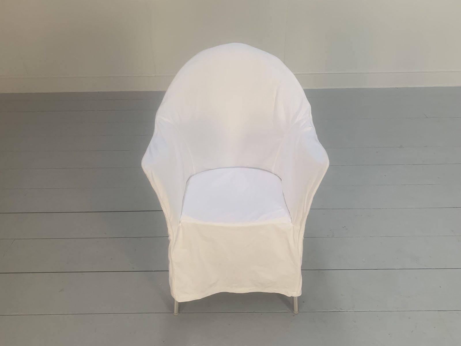 Suite of 8 Driade “Lord Yo” Outdoor Dining Chairs with White Cotton Covers For Sale 9