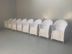 Suite of 8 Driade “Lord Yo” Outdoor Dining Chairs with White Cotton Covers