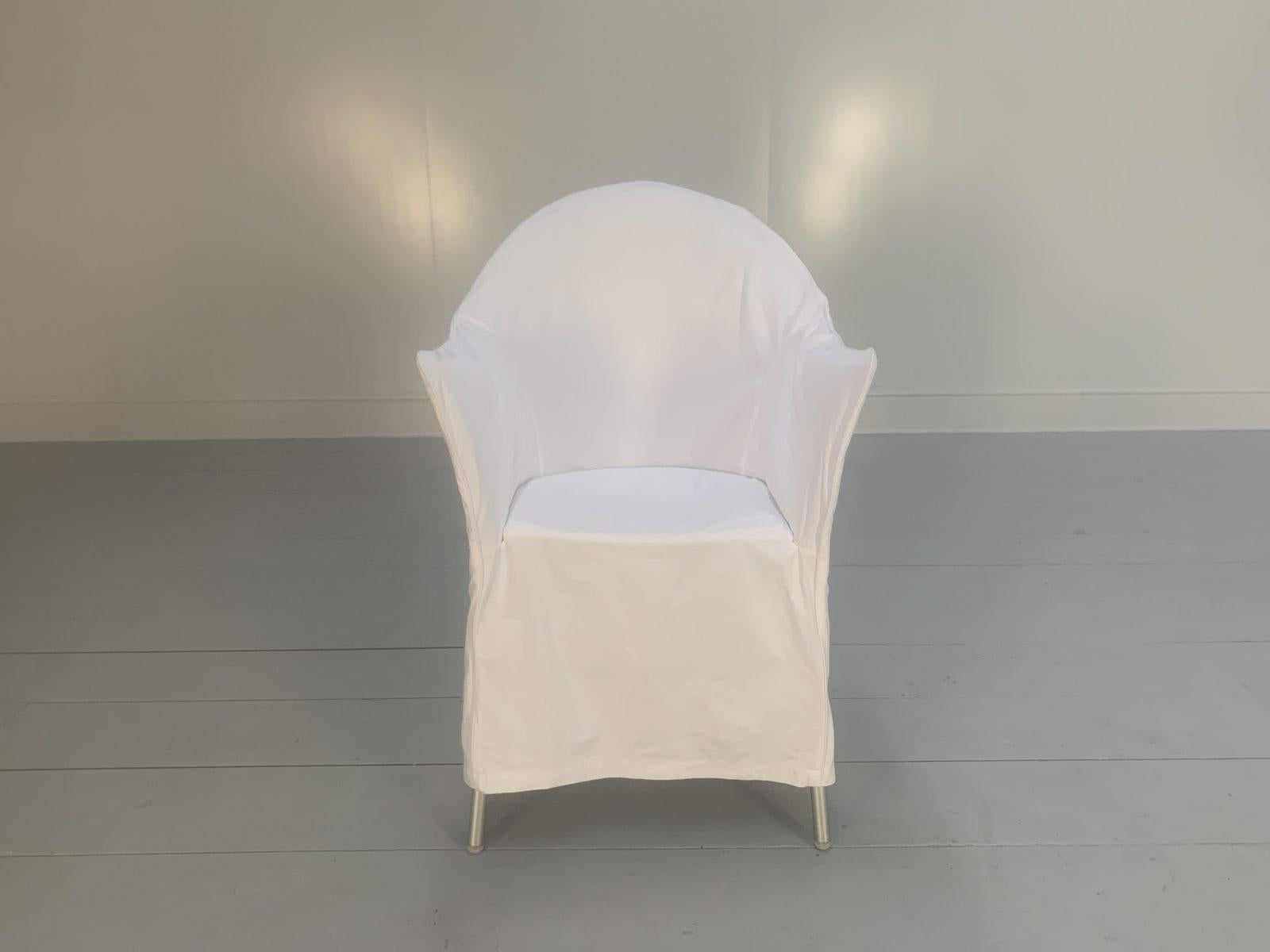 Suite of 8 Driade “Lord Yo” Outdoor Dining Chairs with White Cotton Covers For Sale 4