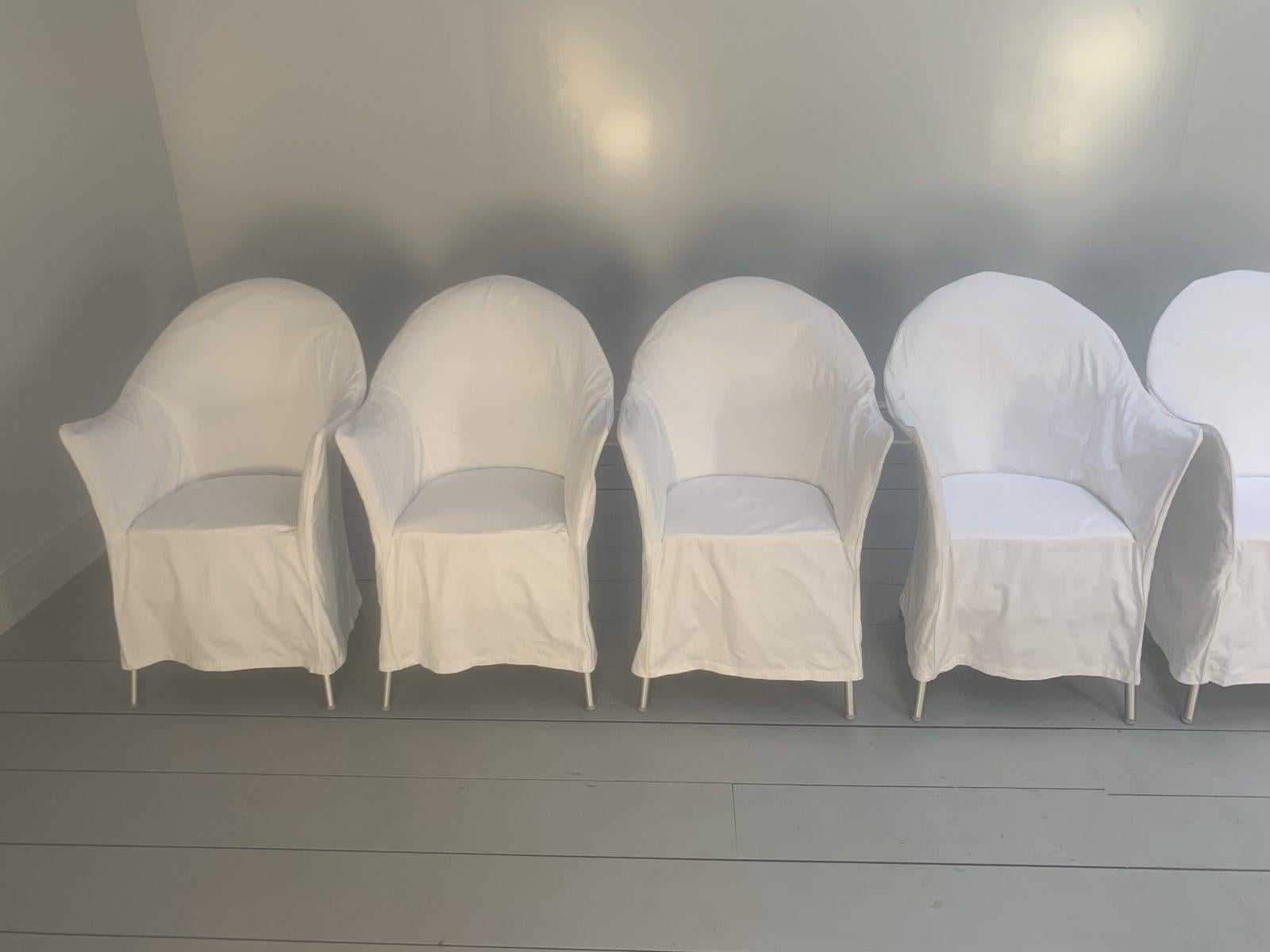 Suite of 8 Driade “Lord Yo” Outdoor Dining Chairs with White Cotton Covers For Sale 2