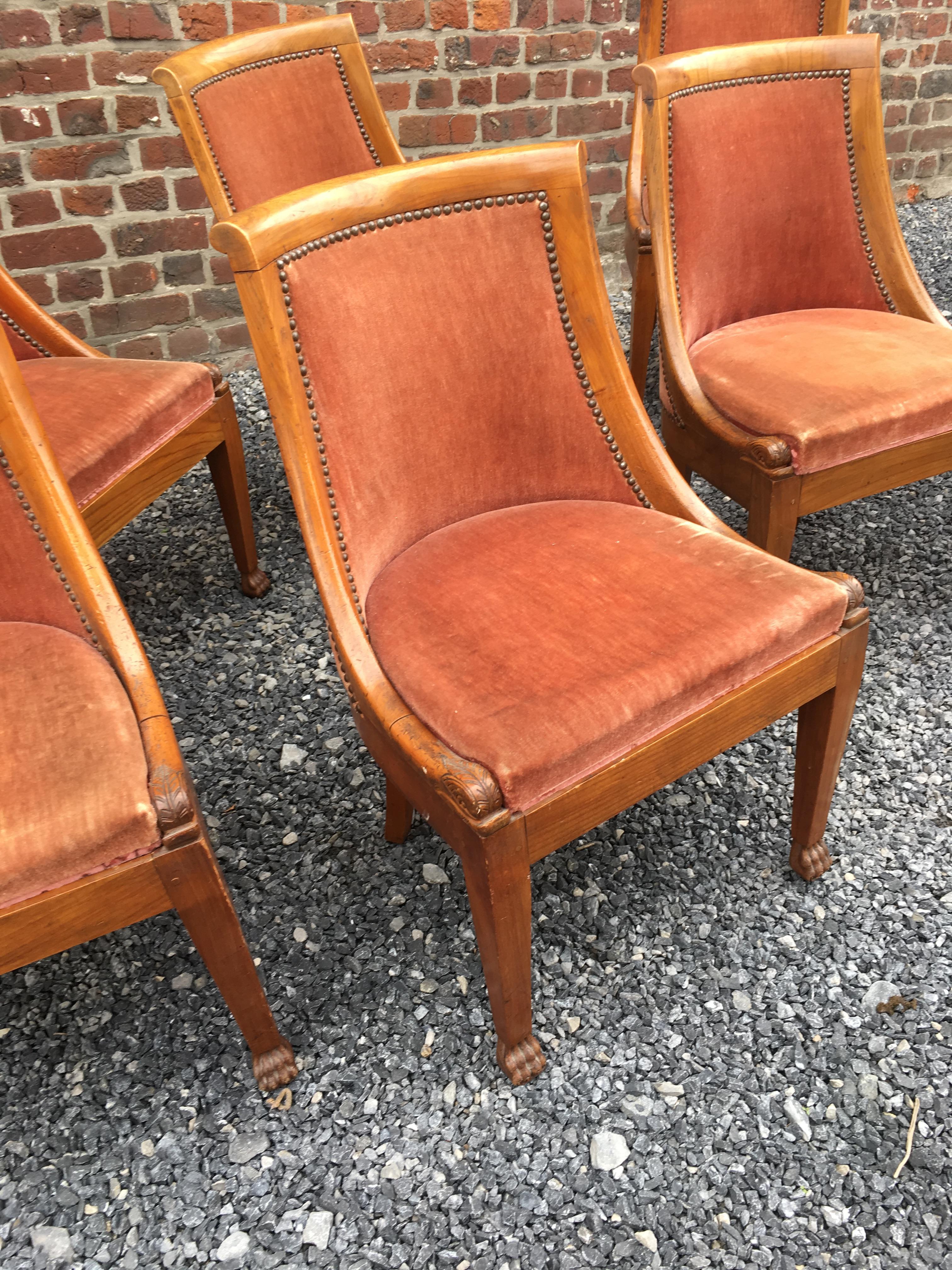 Suite of 8 Empire Style Chairs in Solid Cherrywood For Sale 8