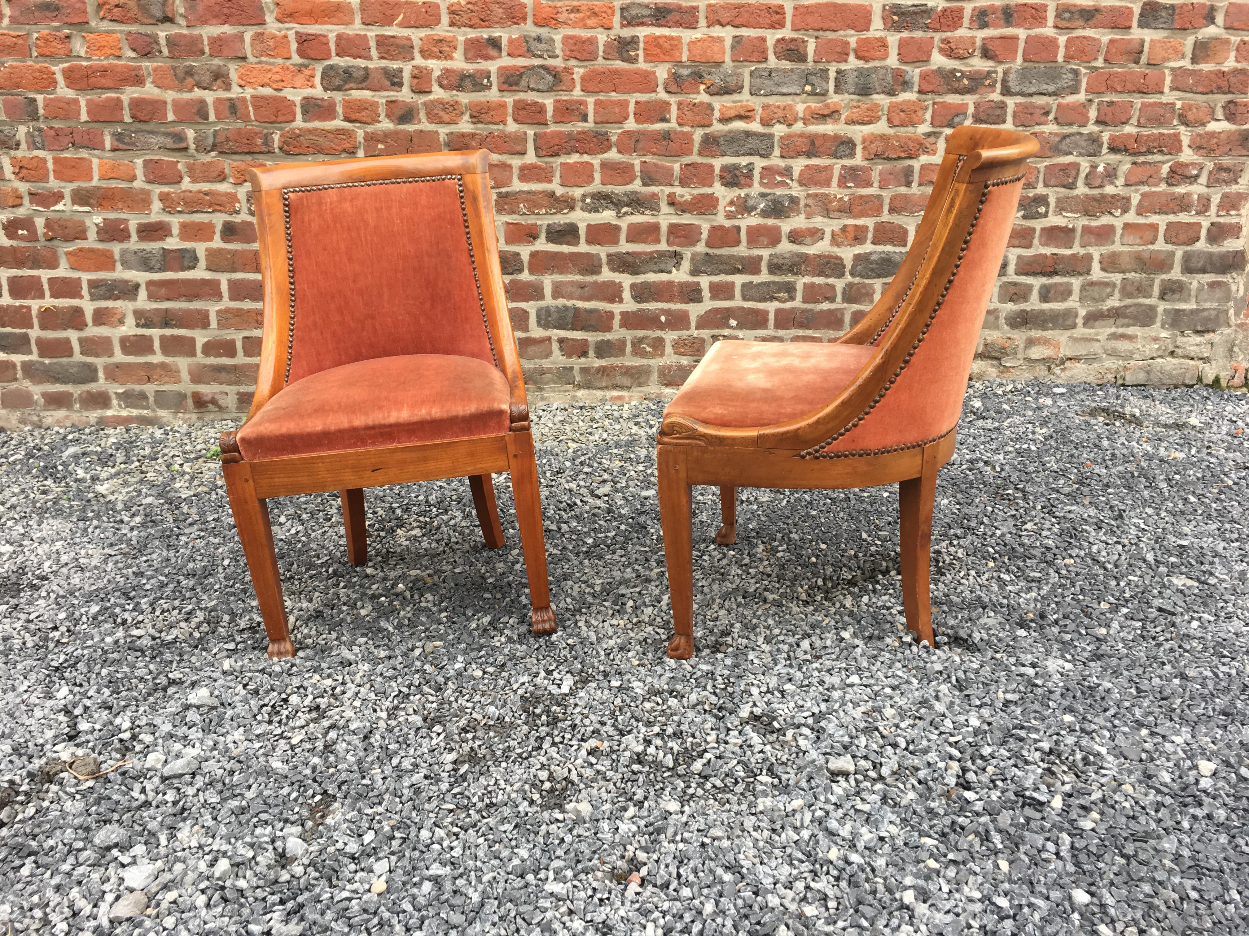 French Suite of 8 Empire Style Chairs in Solid Cherrywood For Sale
