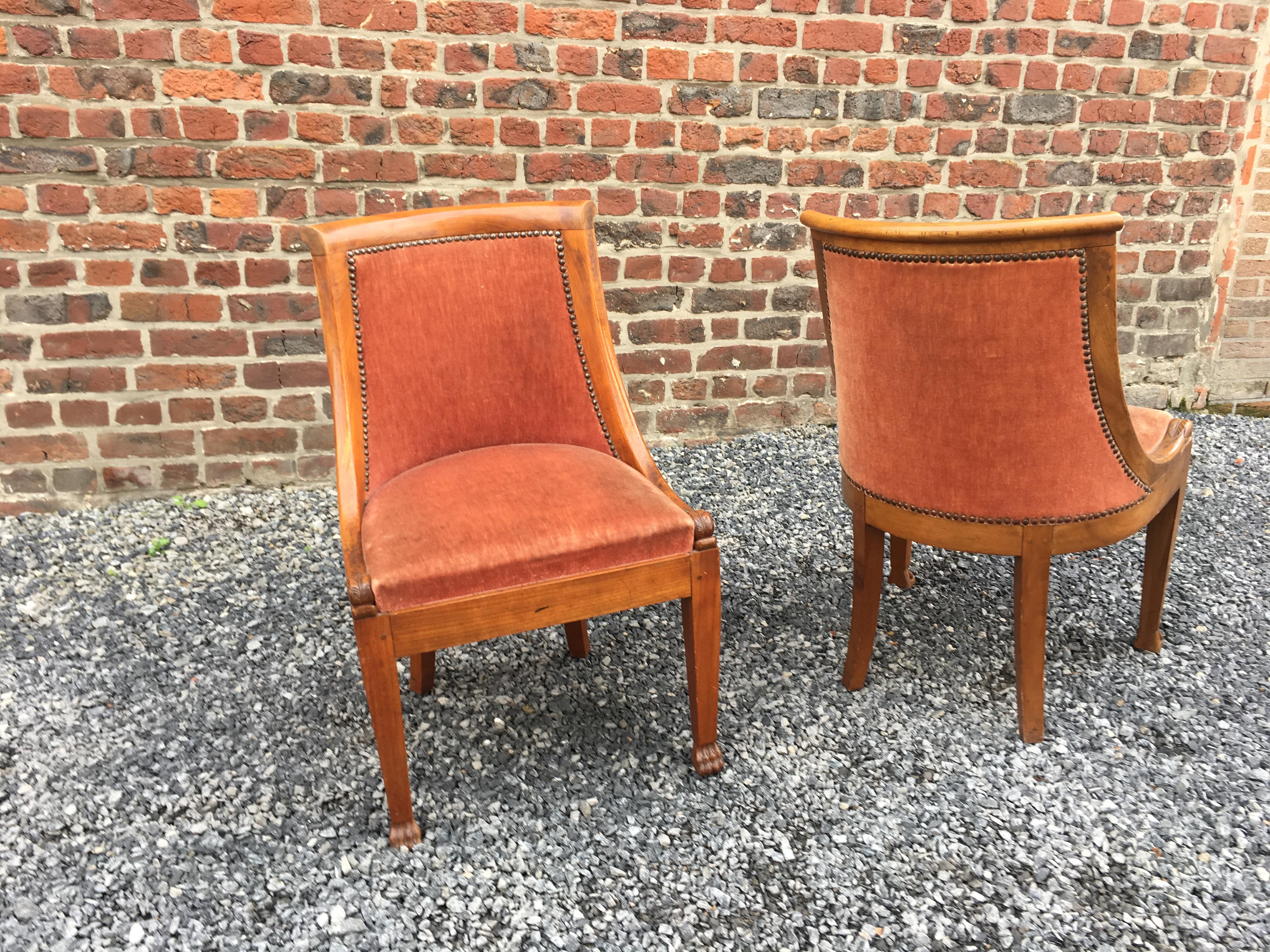 Suite of 8 Empire Style Chairs in Solid Cherrywood For Sale 3