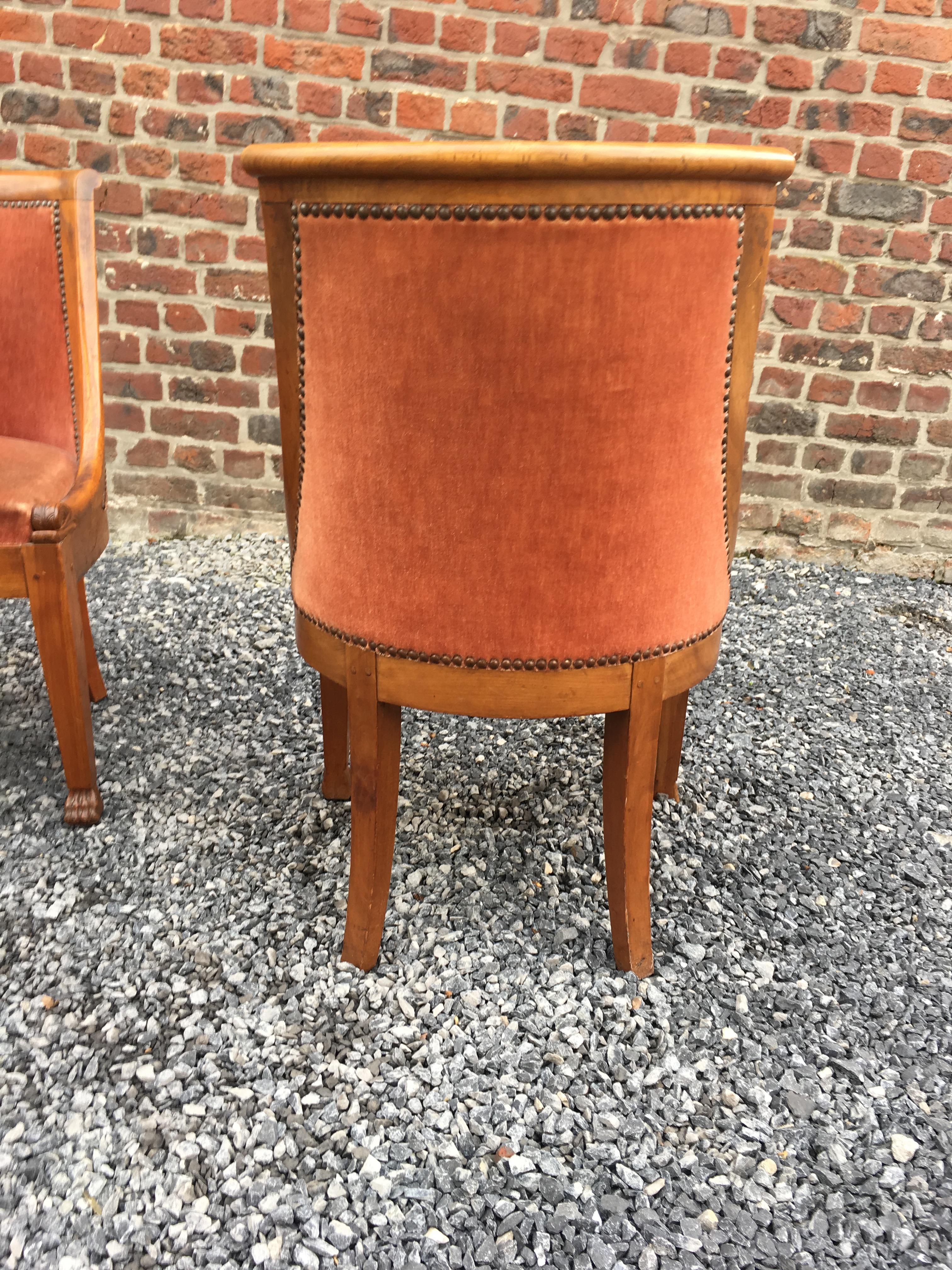 Suite of 8 Empire Style Chairs in Solid Cherrywood For Sale 4