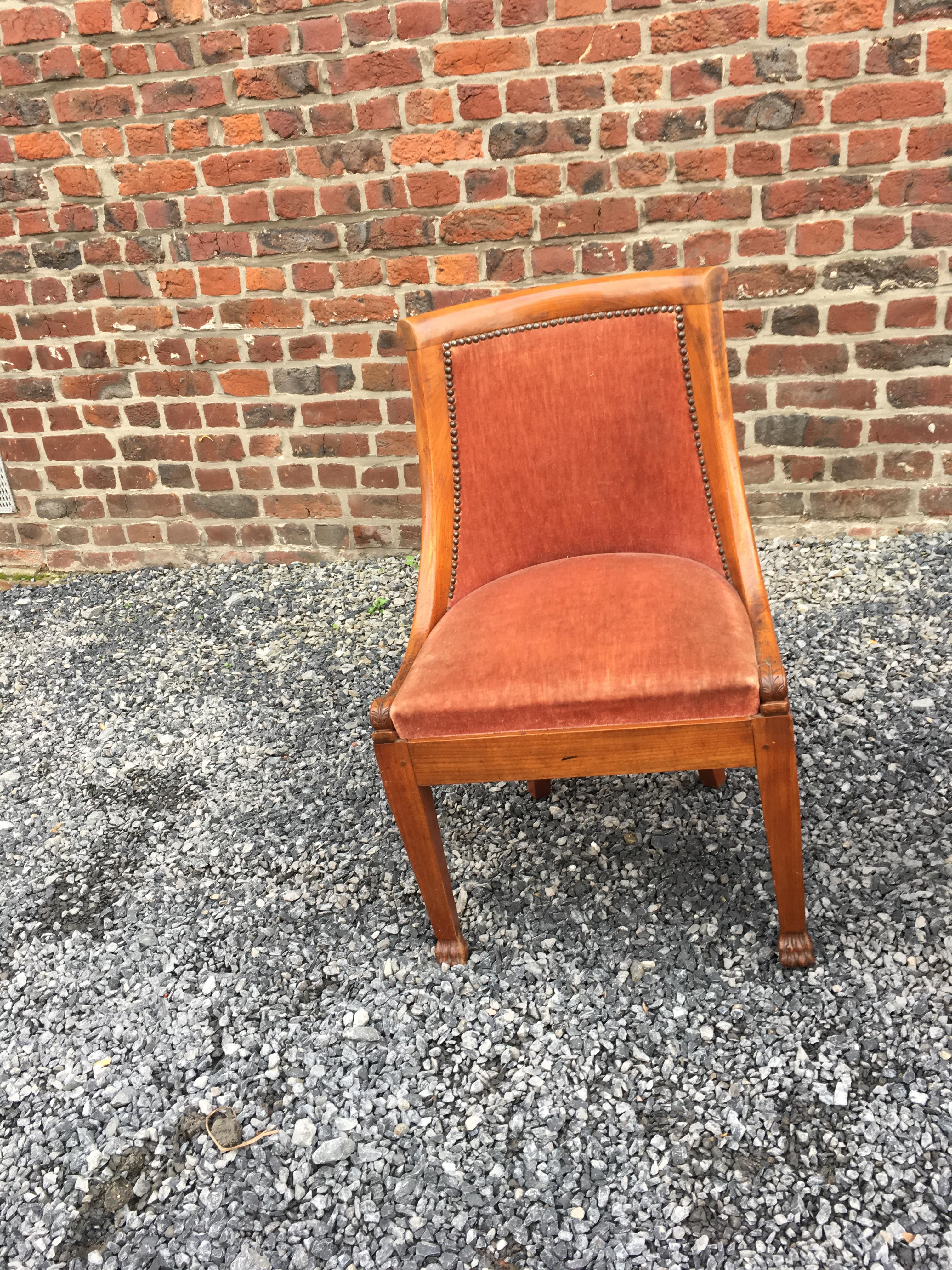 Suite of 8 Empire Style Chairs in Solid Cherrywood For Sale 5