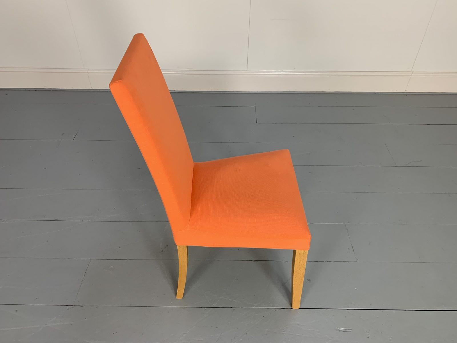 Suite of 8 Ligne Roset “French Line” Dining Chairs in Orange Linen 6