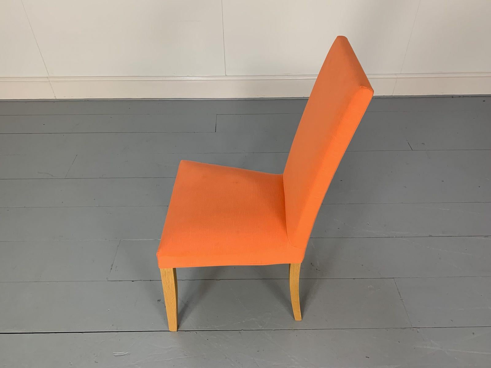 Suite of 8 Ligne Roset “French Line” Dining Chairs in Orange Linen 7