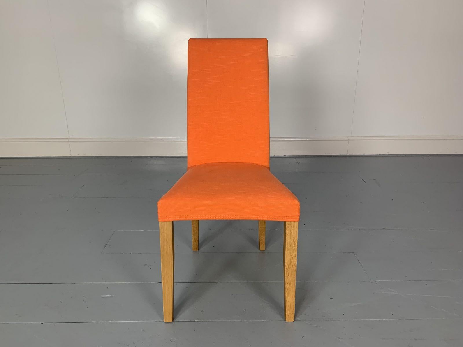 Suite of 8 Ligne Roset “French Line” Dining Chairs in Orange Linen 1
