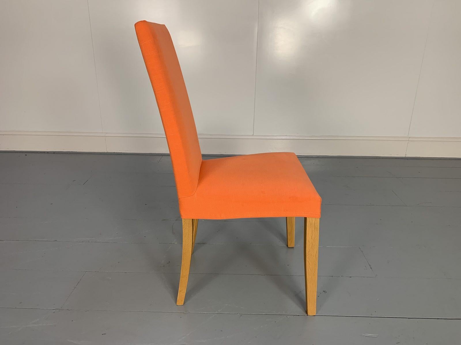 Suite of 8 Ligne Roset “French Line” Dining Chairs in Orange Linen 2