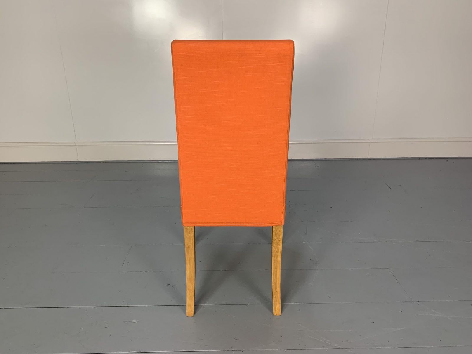 Suite of 8 Ligne Roset “French Line” Dining Chairs in Orange Linen 3