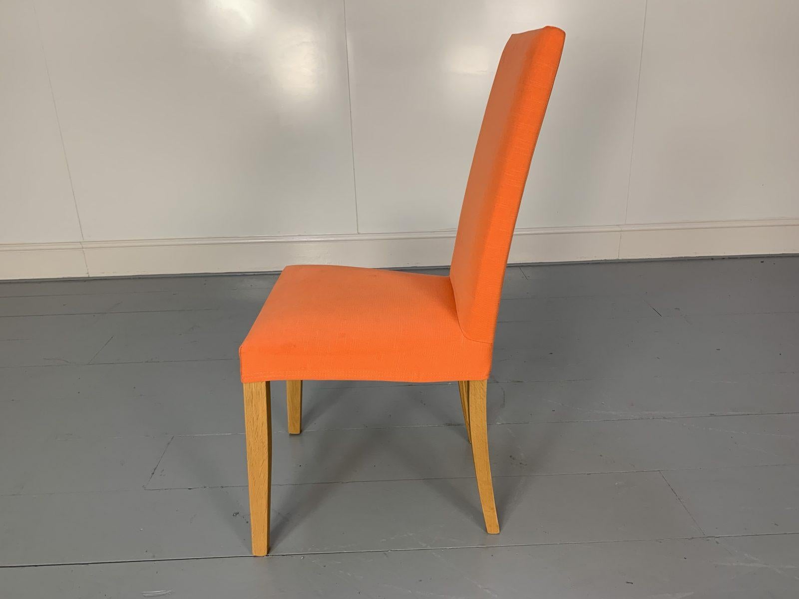 Suite of 8 Ligne Roset “French Line” Dining Chairs in Orange Linen 4