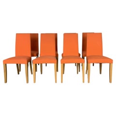 Suite of 8 Ligne Roset “French Line” Dining Chairs in Orange Linen