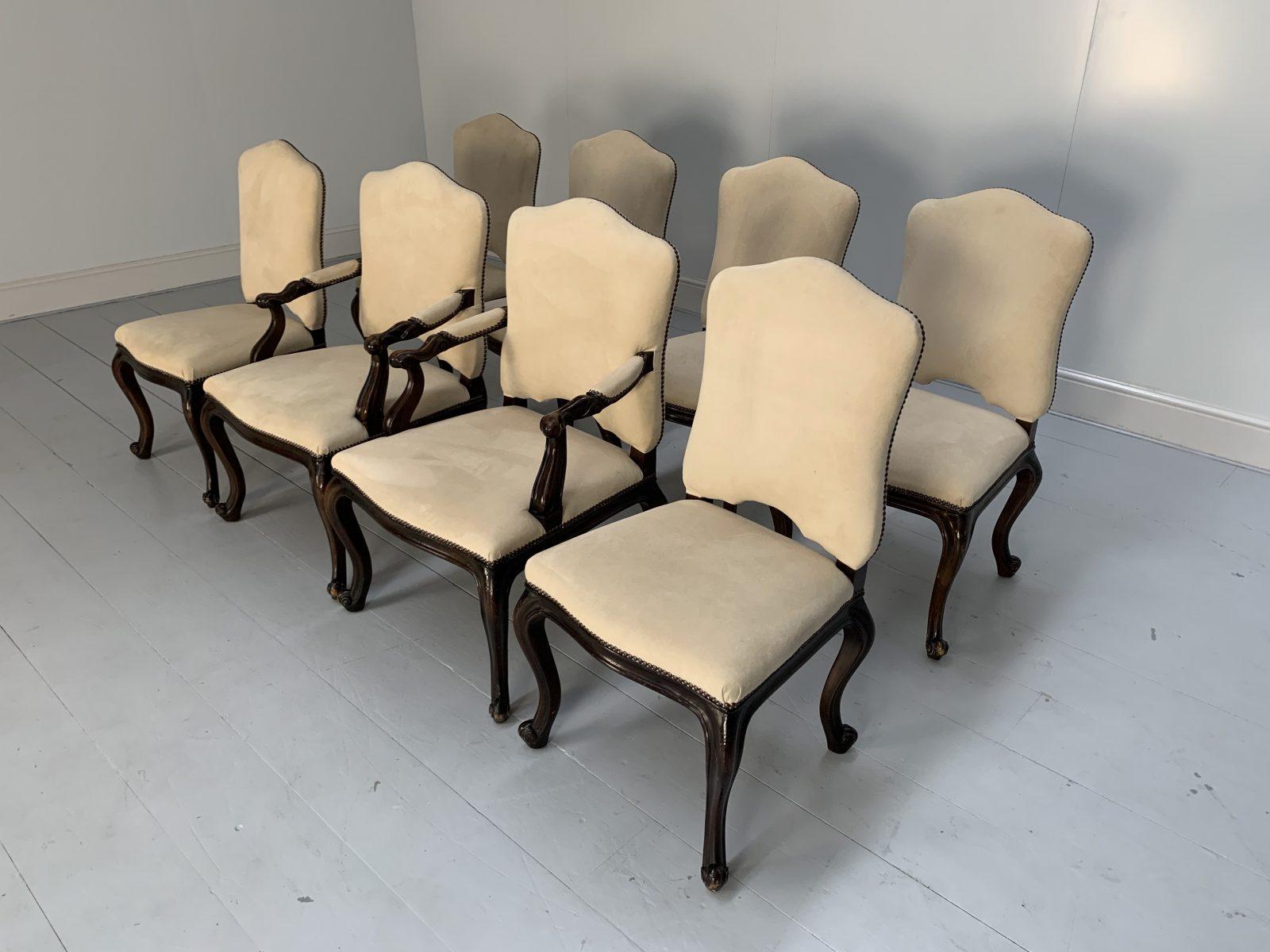 Suite of 8 Ralph Lauren “Noble Estate” Dining Chairs in Ivory Suede In Good Condition For Sale In Barrowford, GB