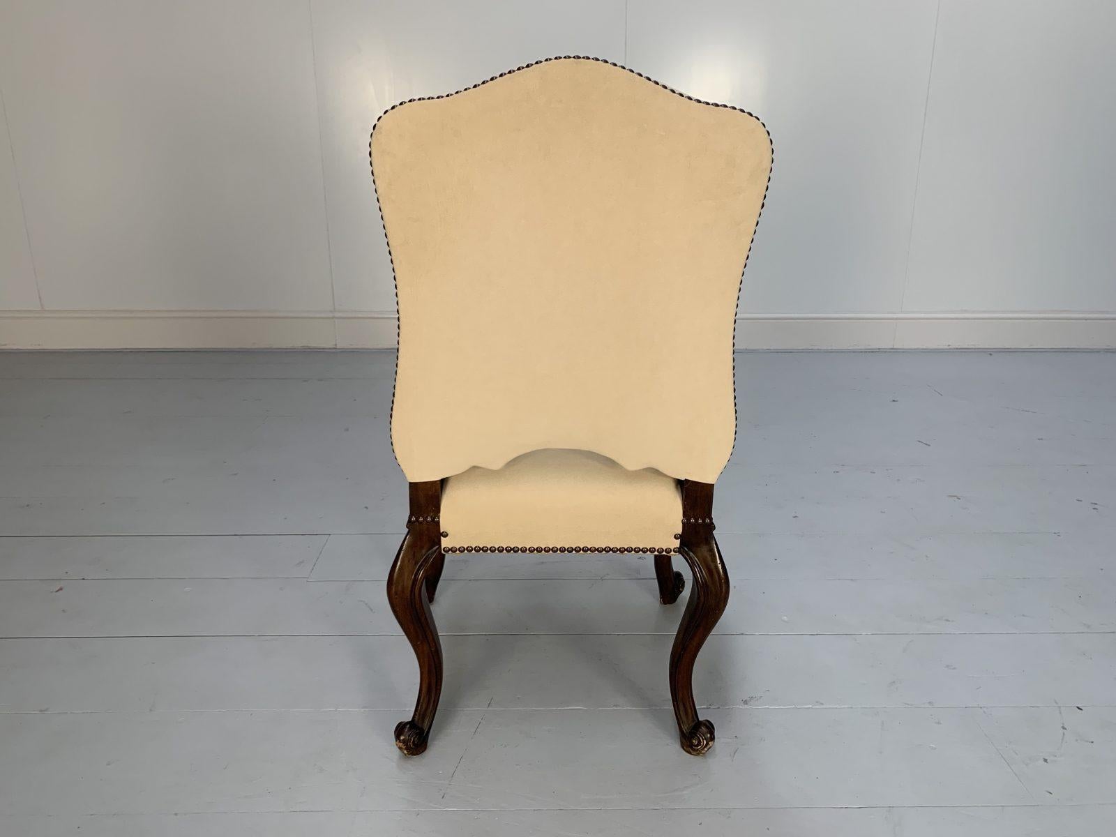 Suite of 8 Ralph Lauren “Noble Estate” Dining Chairs in Ivory Suede For Sale 4